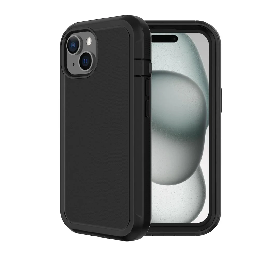 onn. Rugged Phone Case with Holster for iPhone 16/15, Black - Image 2