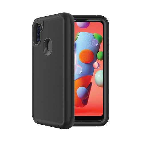 onn. WIBA11100025767 Rugged Phone Case with Built In Antimicrobial Protection for Samsung Galaxy A11 Black - Image 2
