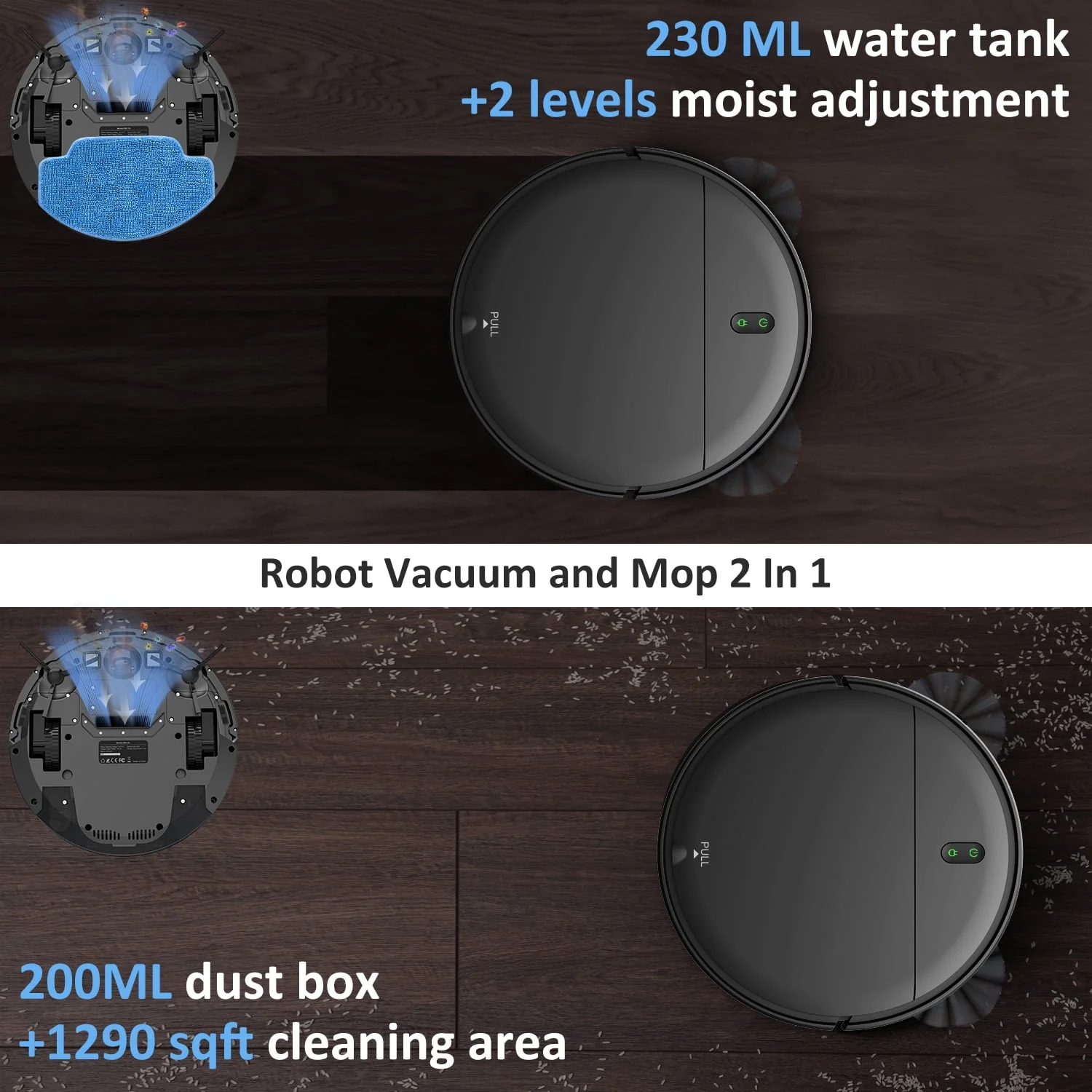 ONSON Robot Vacuum Cleaner Robot Vacuum and Mop Combo with WIFI/Alexa for Pet Hair and Hard Floor - Image 4