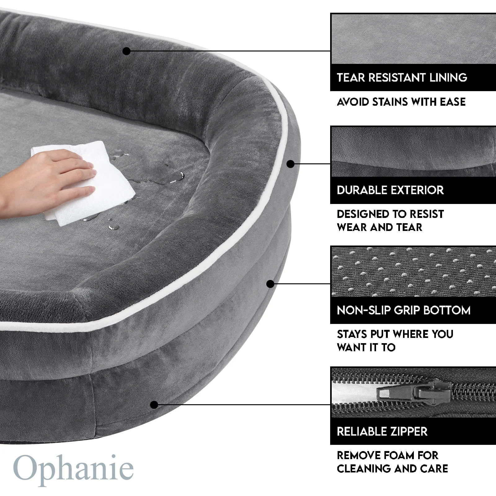 Ophanie Luxury Sofa Orthopedic Dog Bed, Egg Crate Foam Support, Removable Plush Cover, 45"x34"x7" - Machine-Washable - Image 7