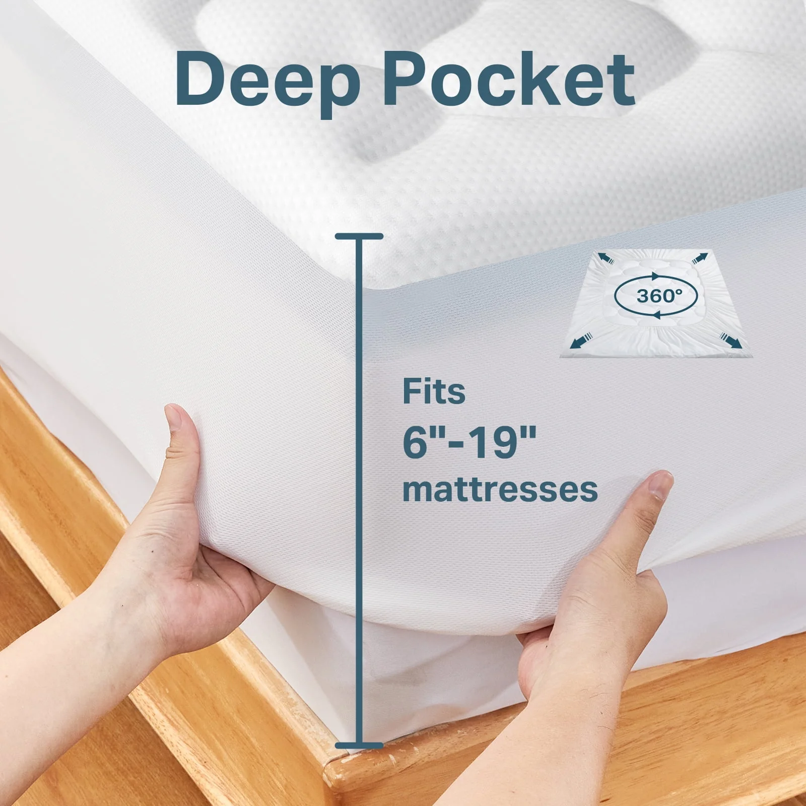 Ophanie TPE5V116 4-inch Dual Layer King Mattress Topper with Mattress Pad Cover, 2" Gel Memory Foam - Image 3