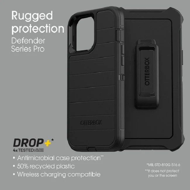 OtterBox 77-84443P2 Defender Series Pro Case for Apple iPhone 12 and13 Pro Max, Black - Image 5