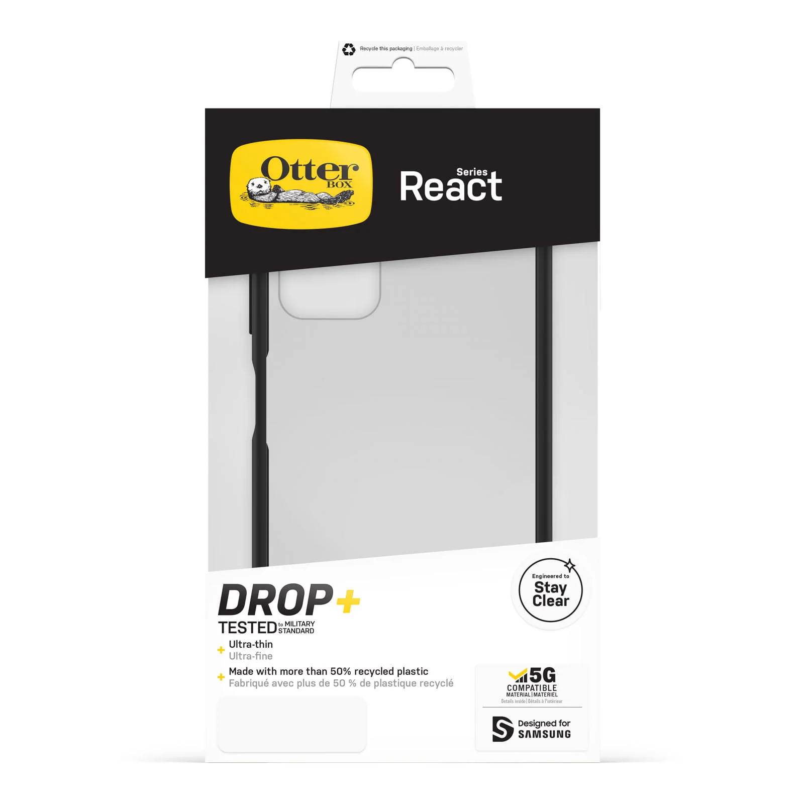 OtterBox 77-92405P2 React Series Case for Samsung Galaxy A03s - Black Crystal - Image 4