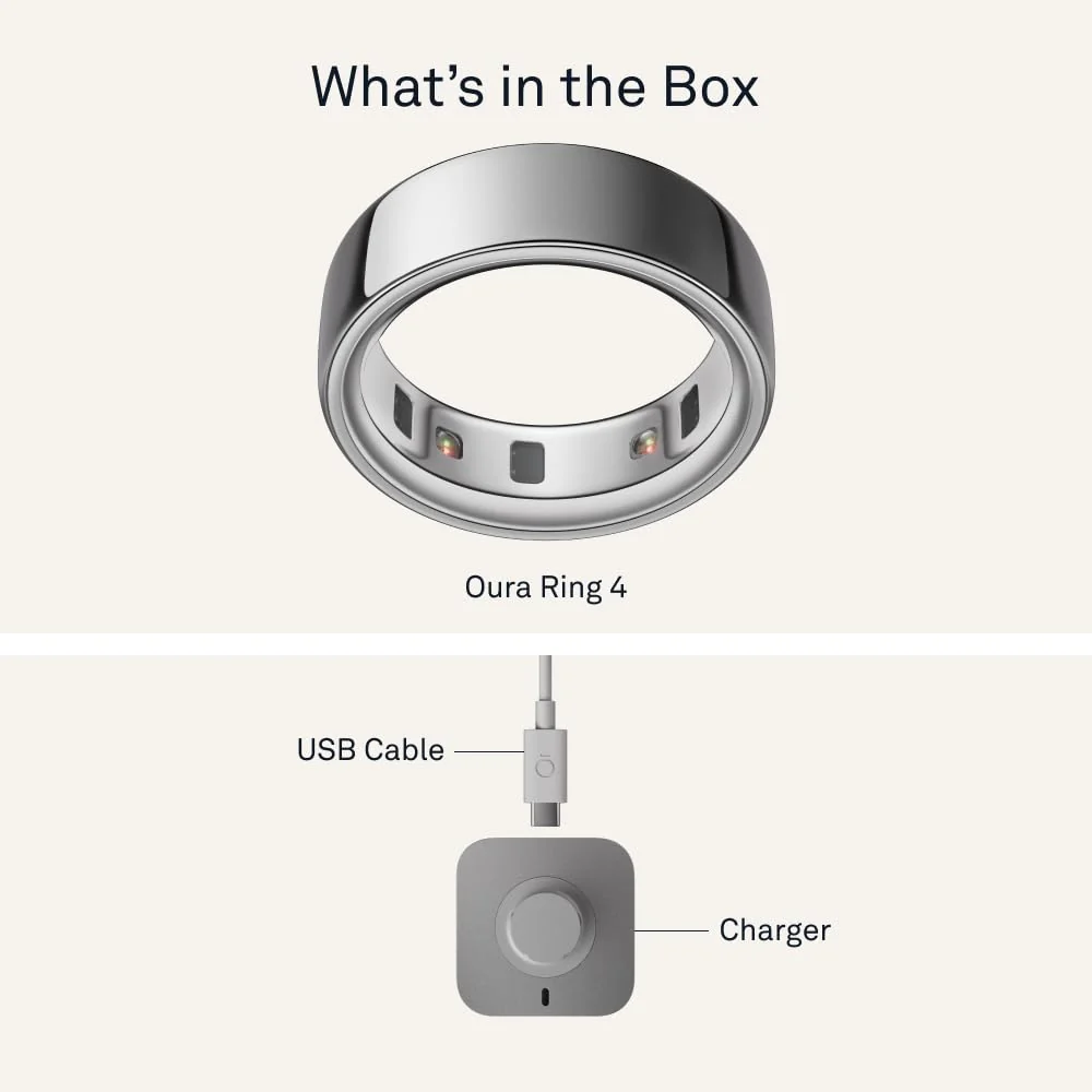 Oura Ring 4 Smart Health Tracker, Silver, Size 8, All-Titanium, Water Resistant, Up to 8 Days Battery Life - Image 8