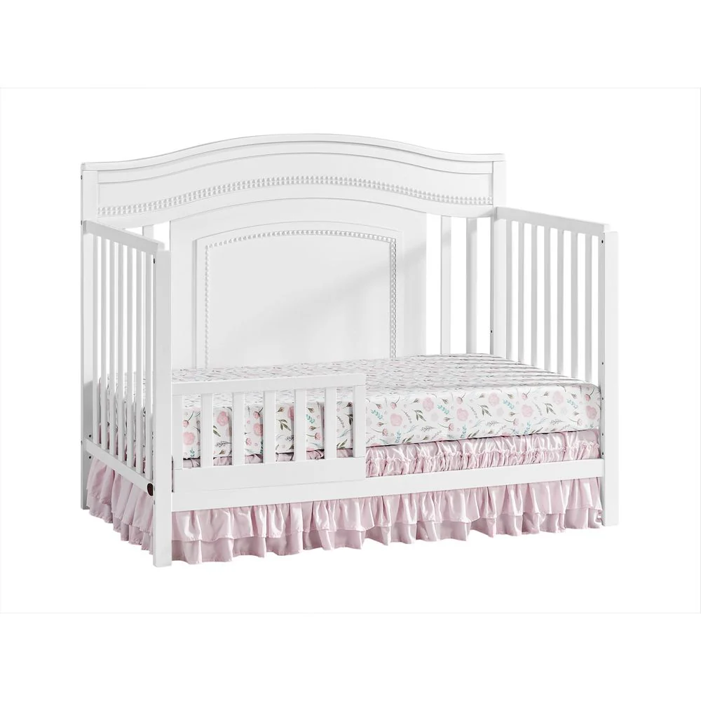 Oxford Baby Luella 4-in-1 Convertible Crib, White, Solid Pine Wood, Adjustable Mattress Heights, Beaded Headboard - Image 3