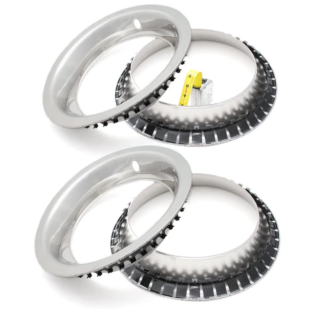 OxGord Beauty Trim Rings for 15 in Rally Wheels, 3 in Deep Dish, Chrome Plated Stainless Steel, 4 Pack WCTR-15-D3-SS
