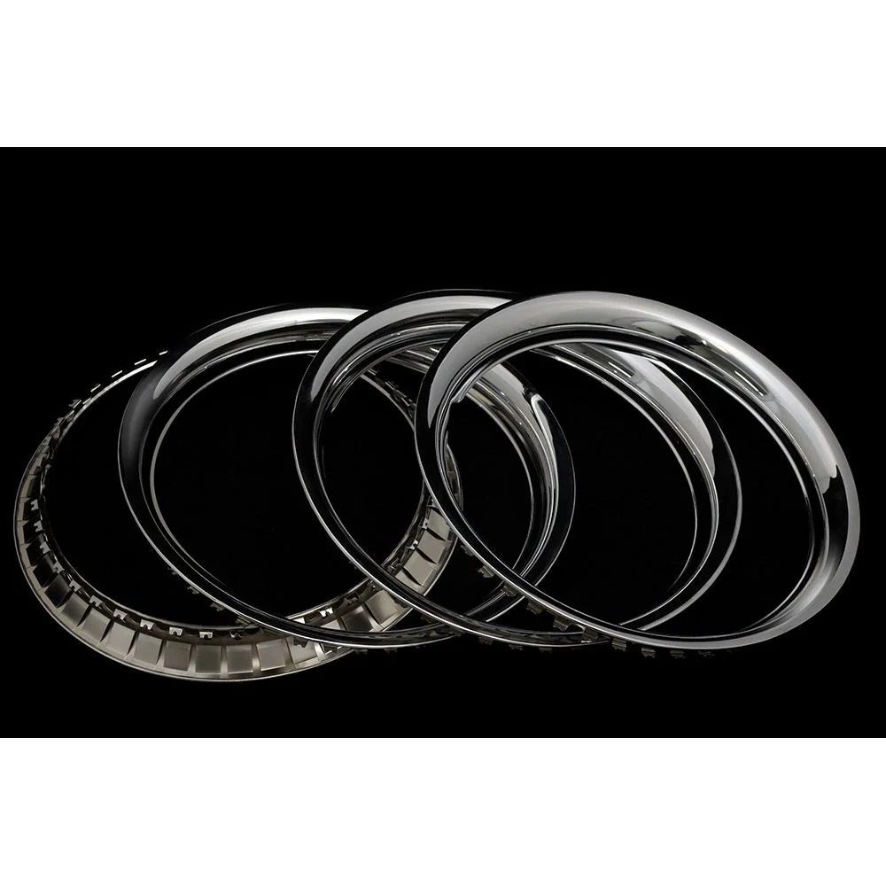 OxGord Chrome Steel Trim Rings, 15 Inch Diameter, Pack of 4, Chrome
