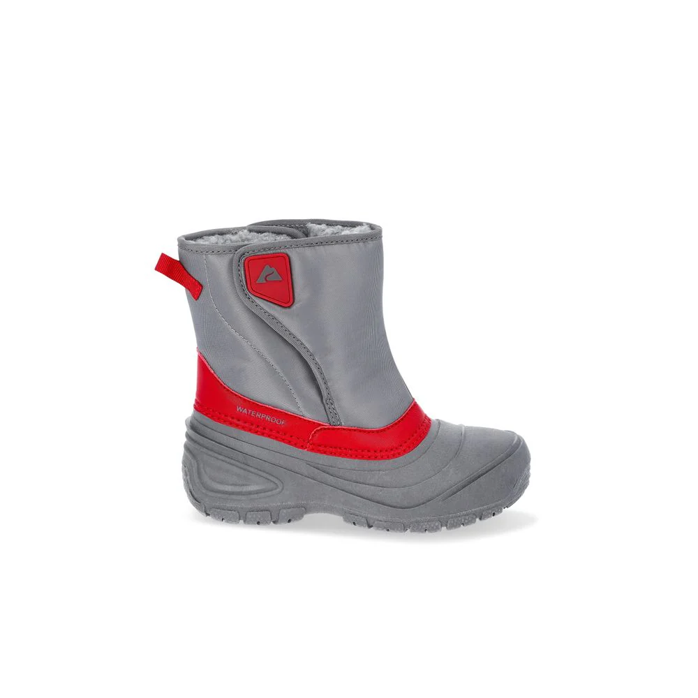 Ozark Trail BYOT45BA005E Kids Waterproof Shell Winter Boots, Grey Red, Mid-Calf, Pull-On with Hook-and-Loop Closure, Medium Width, Flat Heel, - Image 2