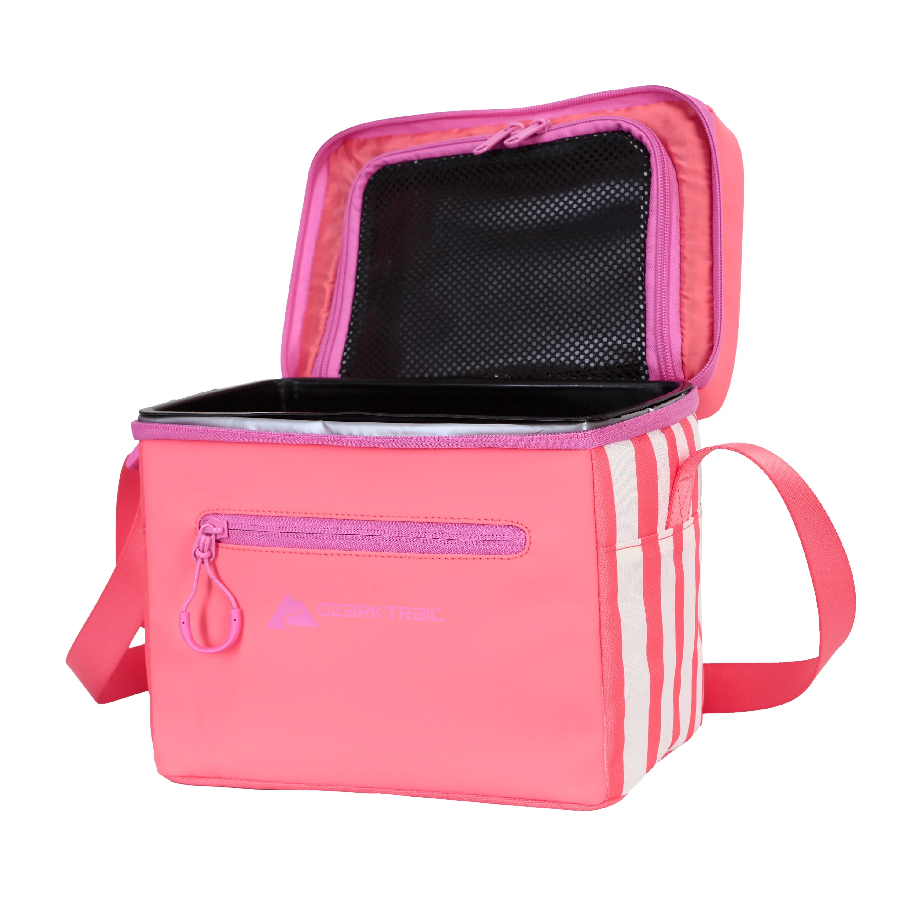 Ozark Trail Small Coated Soft Sided Cooler, 6-Can Capacity, Removable Hardliner, Coral - Image 3