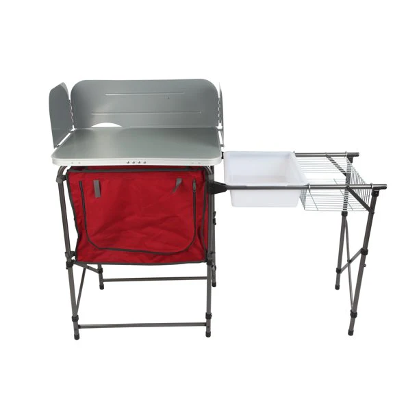 Ozark Trail TA-619 Camping Table, Silver and Red, 31" x 13" x 8.25"