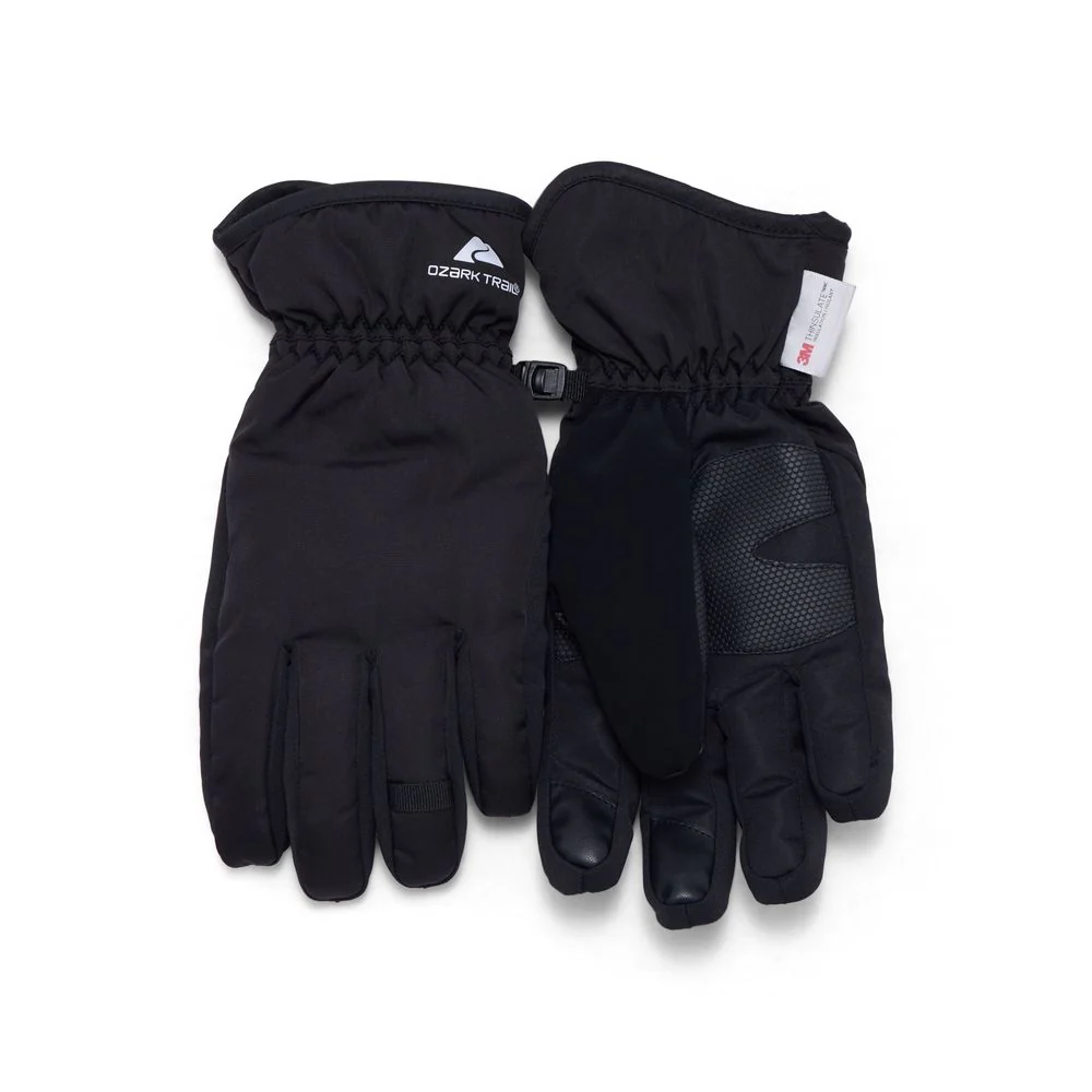 Ozark Trail Women's Hybrid Ski Gloves, Water-Resistant, Insulated, Touchscreen Compatible, Black Soot, Small - Image 4