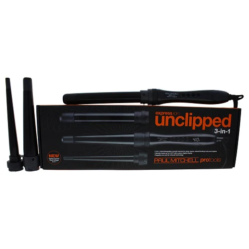 Paul Mitchell U-HC-12739 Express Ion Unclipped 3-in-1 Curling Iron - Model # 31INA - Black - 3 Pc Curling Iron 1.25 Inch Large Cone, 1 Inch Styling Rod, 0.75 Inch Small Cone