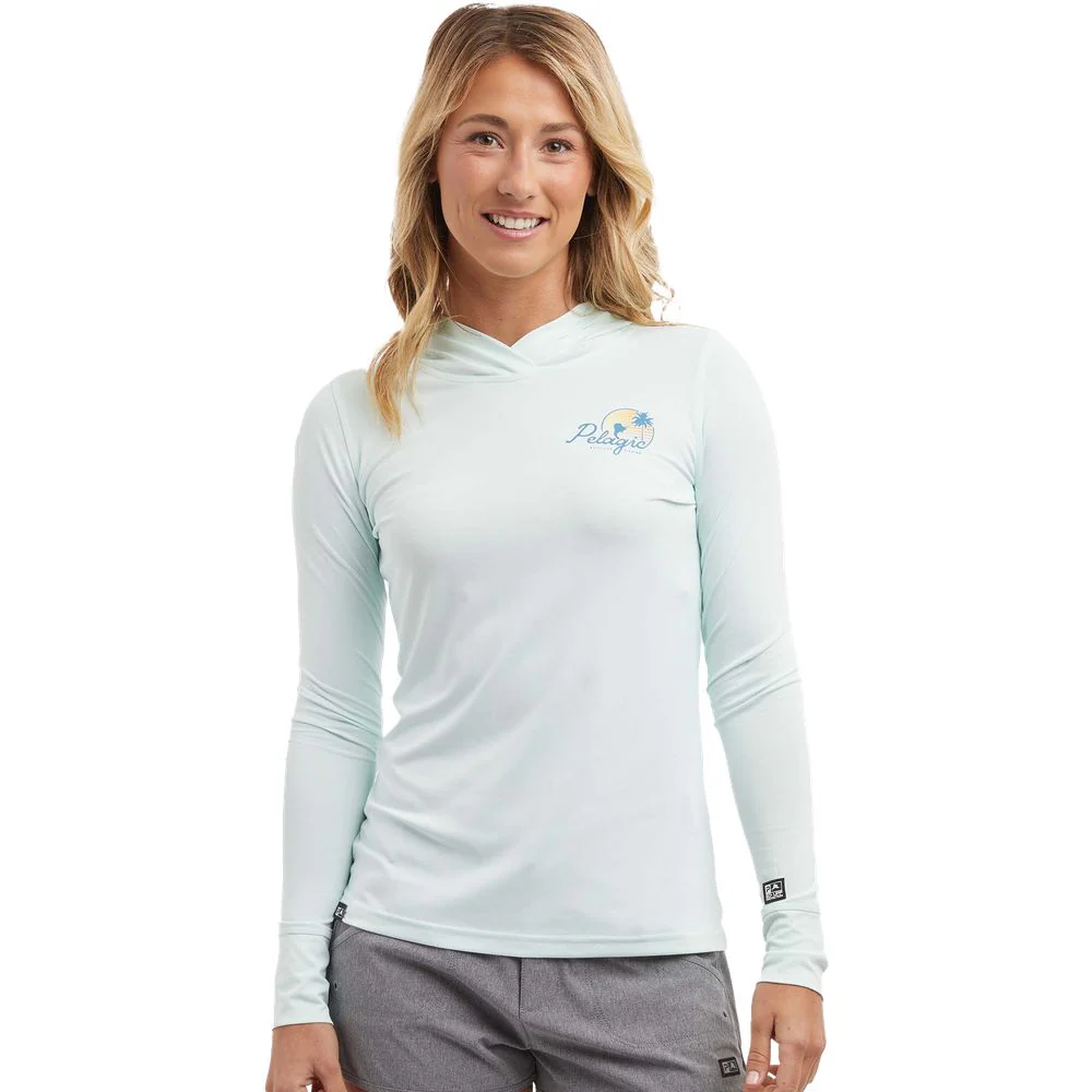 Pelagic Aquatek Sunset Sails Hooded Long-Sleeve Shirt for Ladies - Sea Foam - M - Image 2