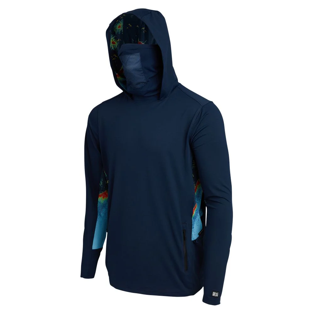 Pelagic Exo-Tech Hooded Sonar Long-Sleeve Fishing Shirt for Men - Navy - 2XL - Image 5