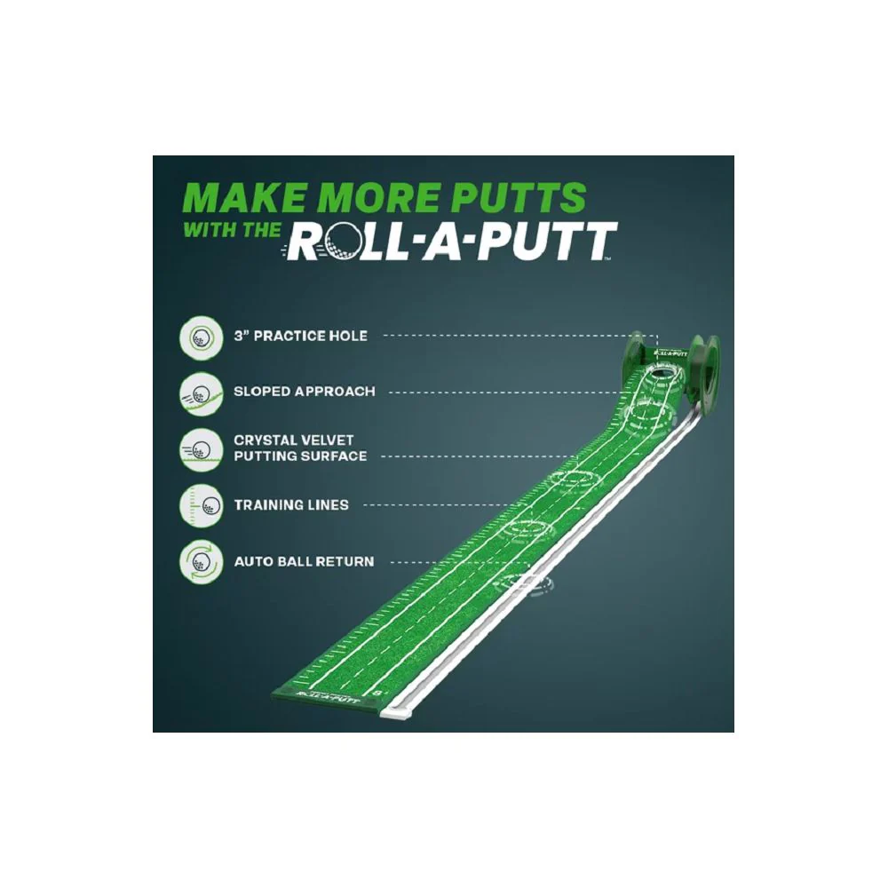 Perfect Practice PP-61563-1 Crystal Velvet Trueroll Technology 8 Feet Roll-a-Putt Mat - Image 6