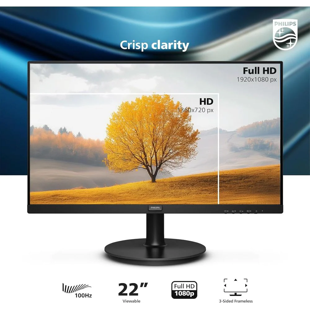 Philips 221V8LB 22 inch Class Thin Full HD (1920 x 1080) Monitor, Black - Image 2
