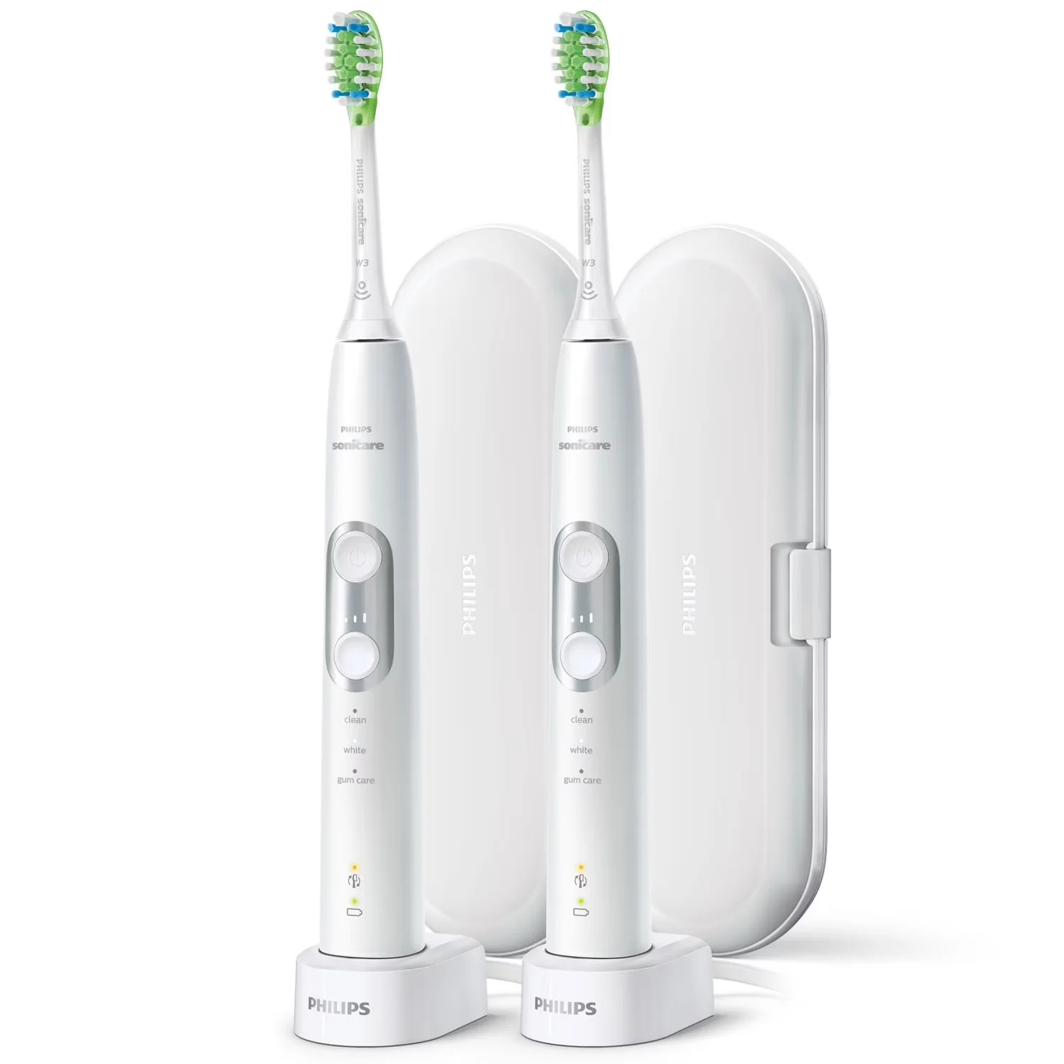 Philips 990078771 Sonicare 6100 ProtectiveClean Power Toothbrush, 2 Pack, White