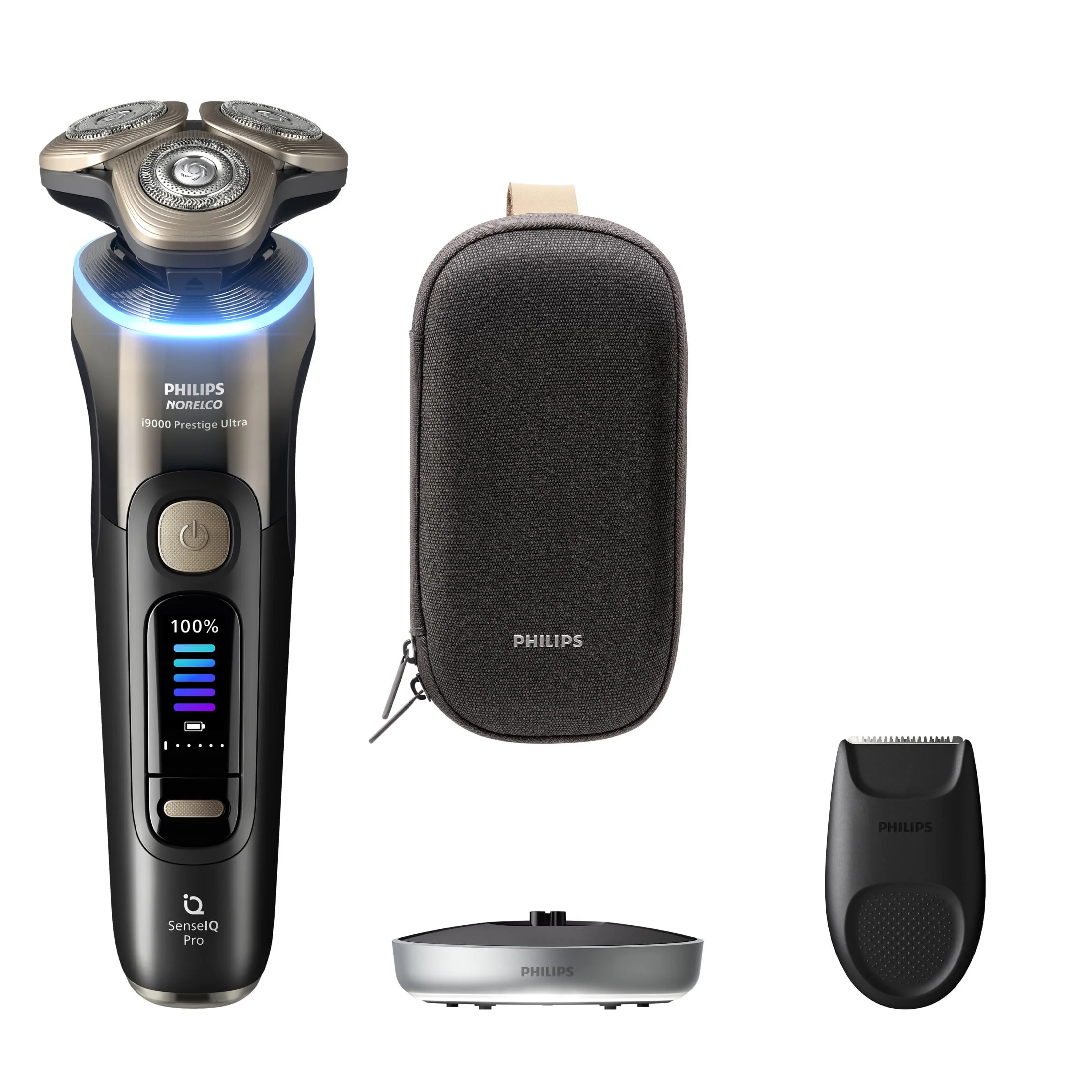 Philips Norelco i9000 Prestige Ultra Electric Shaver, SenseIQ Pro AI Technology, Triple Action Lift & Cut, 360 Rotating NanoTech Blades, Black, XP9405/84