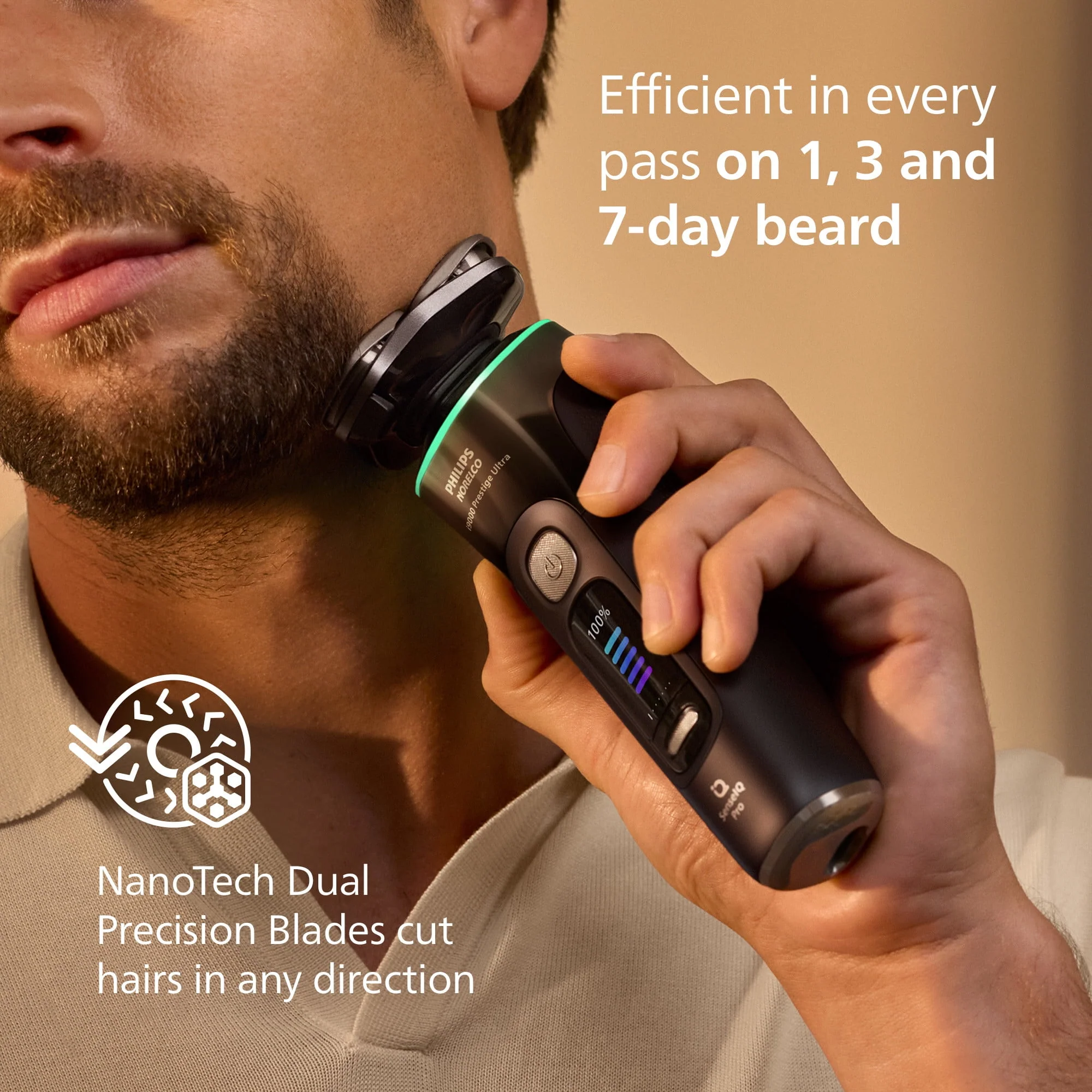 Philips Norelco i9000 Prestige Ultra Electric Shaver, SenseIQ Pro AI Technology, Triple Action Lift & Cut, 360 Rotating NanoTech Blades, Black, XP9405/84 - Image 9