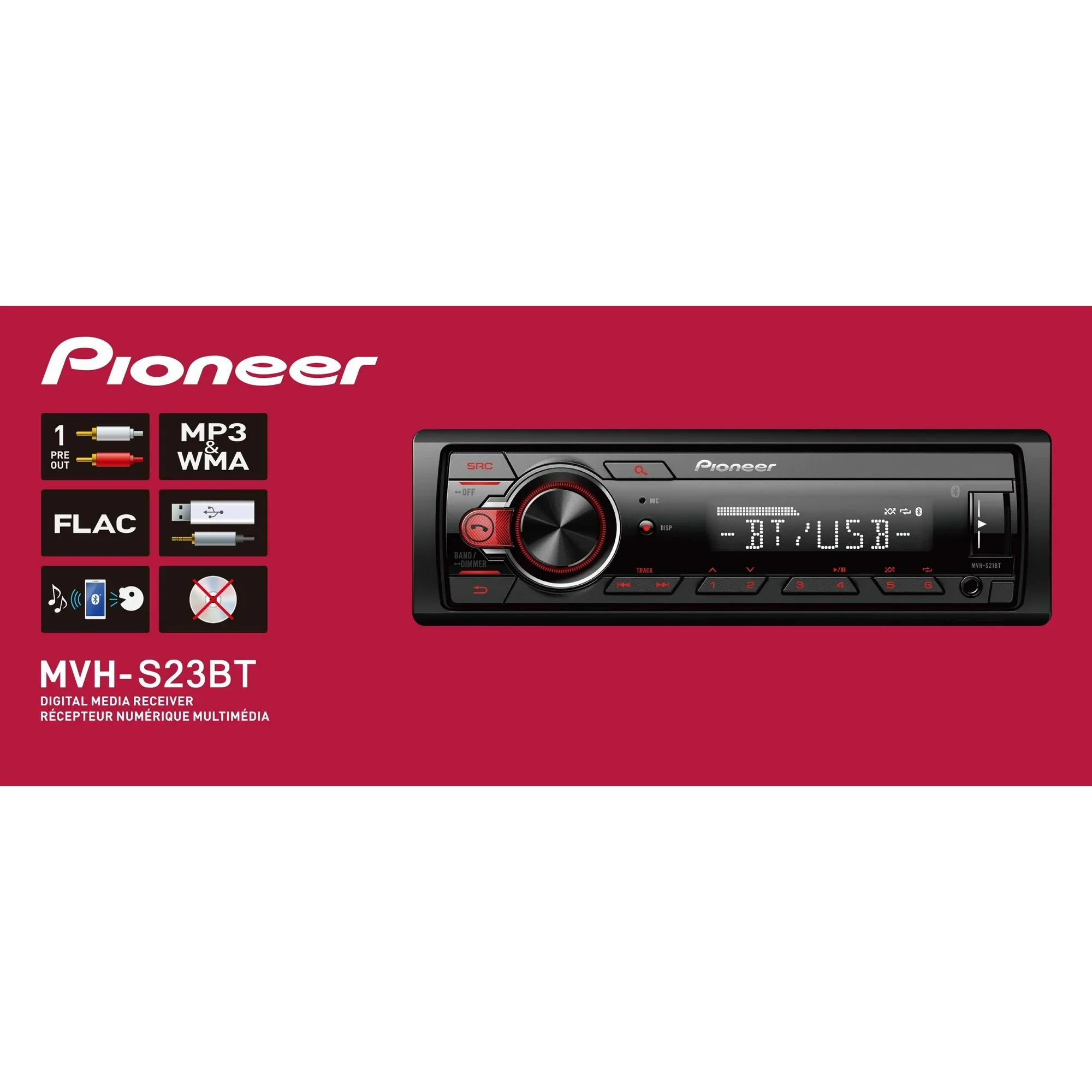 Pioneer MVH-S23BT Single Din Bluetooth Car Stereo Digital Media Receiver, Android Compatible - Image 3