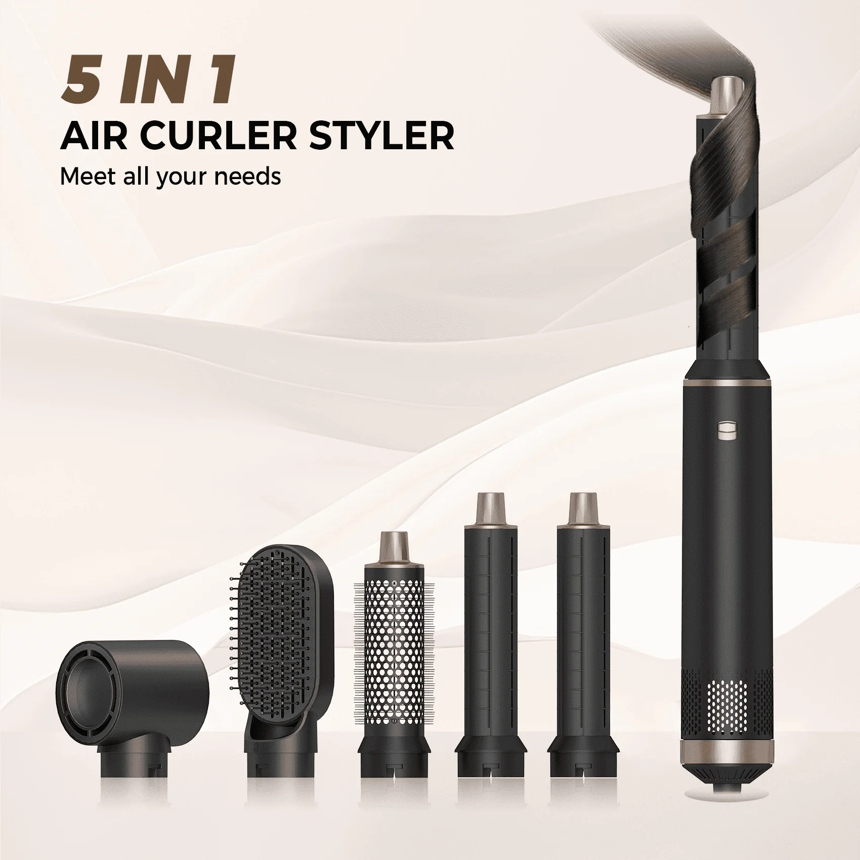 PKALQ 5 in 1 Hair Styling Tool Blow Dryer Brush with Air-Wrapping Technology, Negative Ion, Detachable Hot Air Brush - Image 3