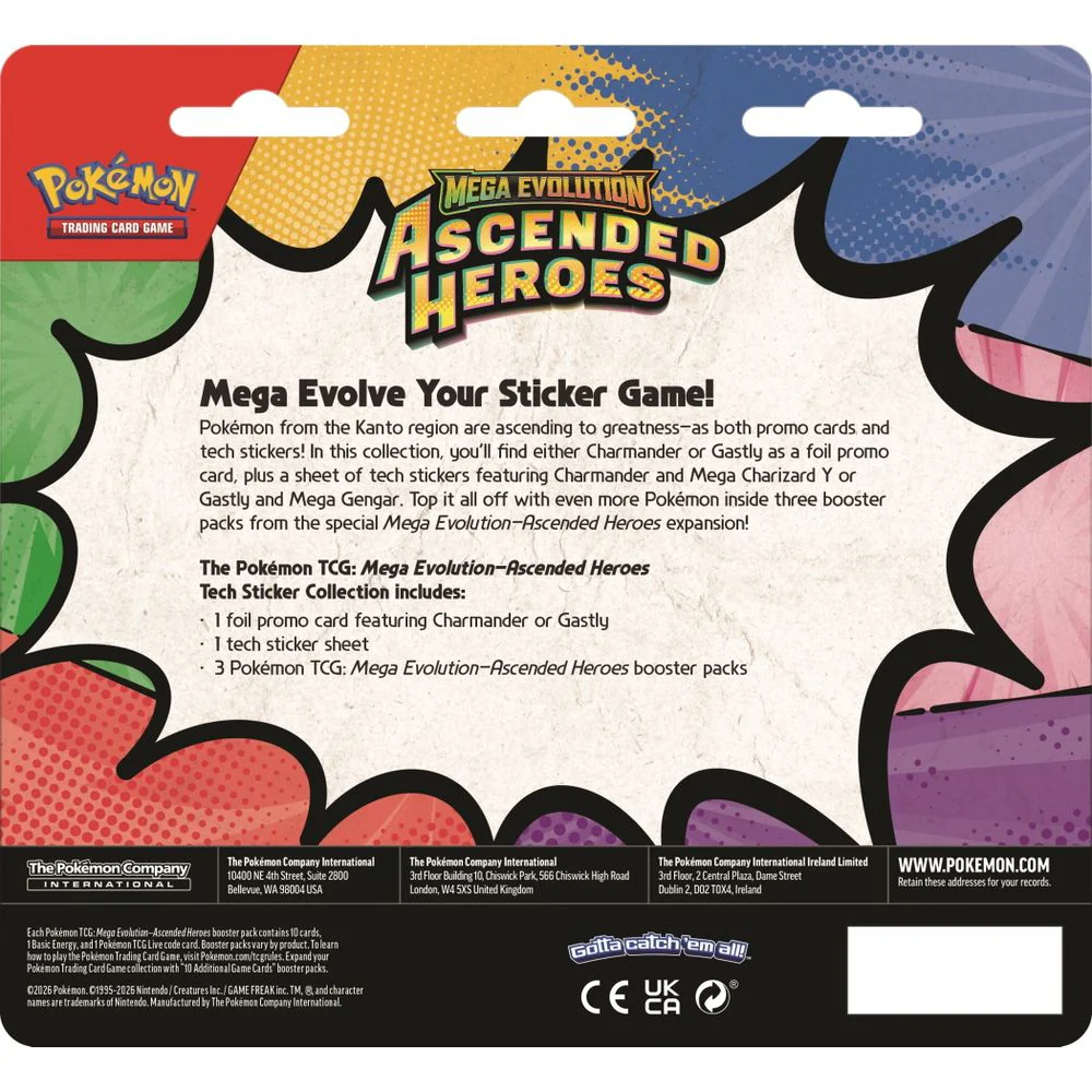 Pokemon Mega Evolution Ascended Heroes Tech Sticker Collection with Foil Promo Card, Tech Sticker Sheet, and 3 Booster Packs - Image 5