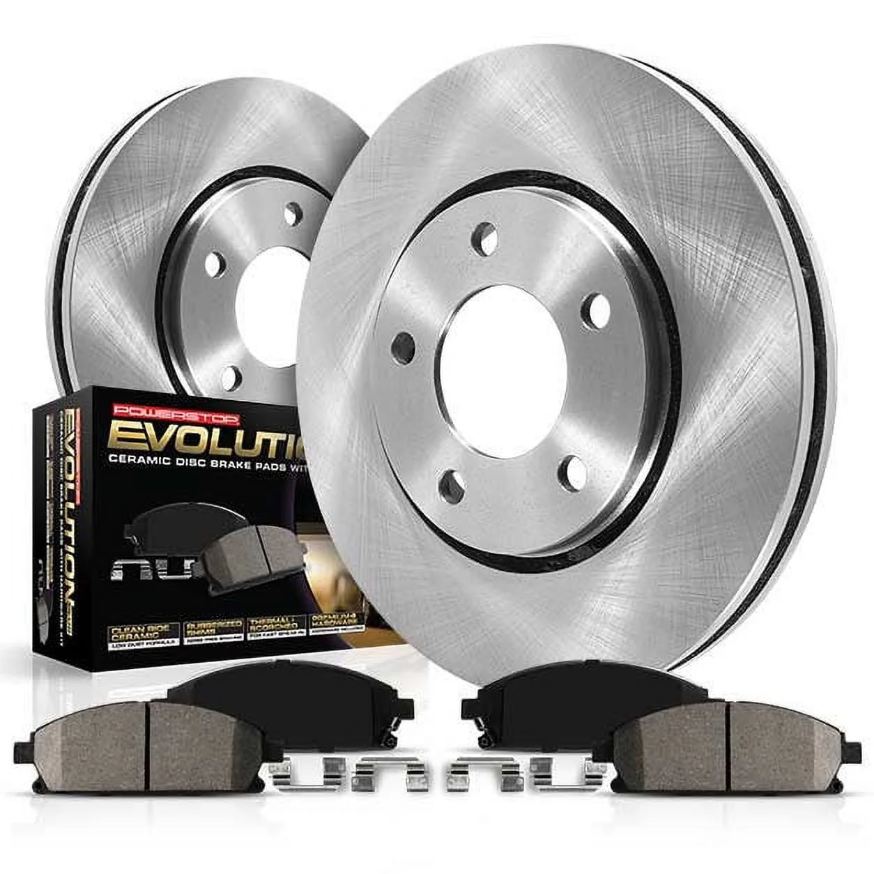 Power Stop KOE6507 Rear Brake Kit with Ceramic Pads and OE Style Rotors, Silver