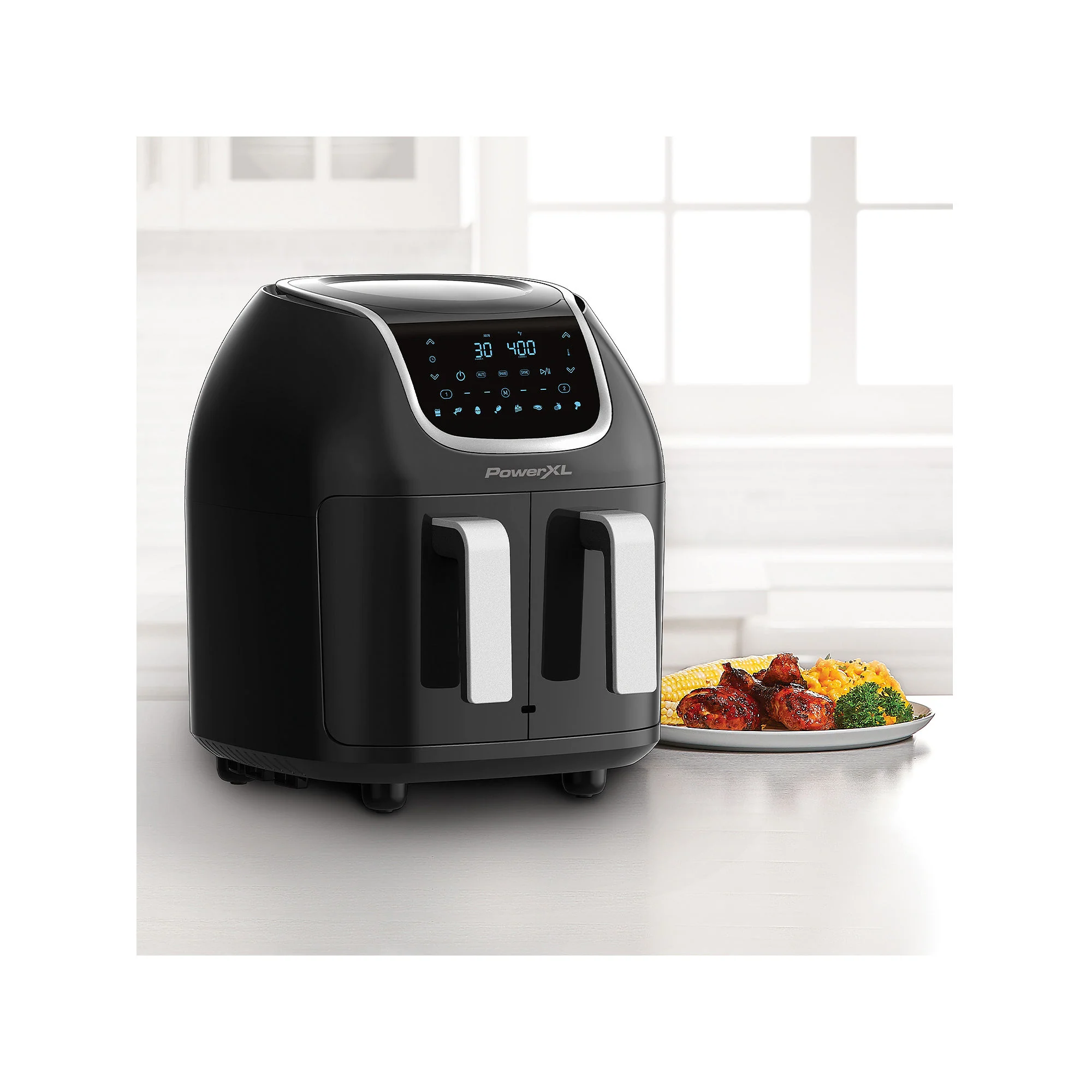 PowerXL PXLDB-PRO 9 QT Digital Air Fryer with Dual Basket - black - Image 4