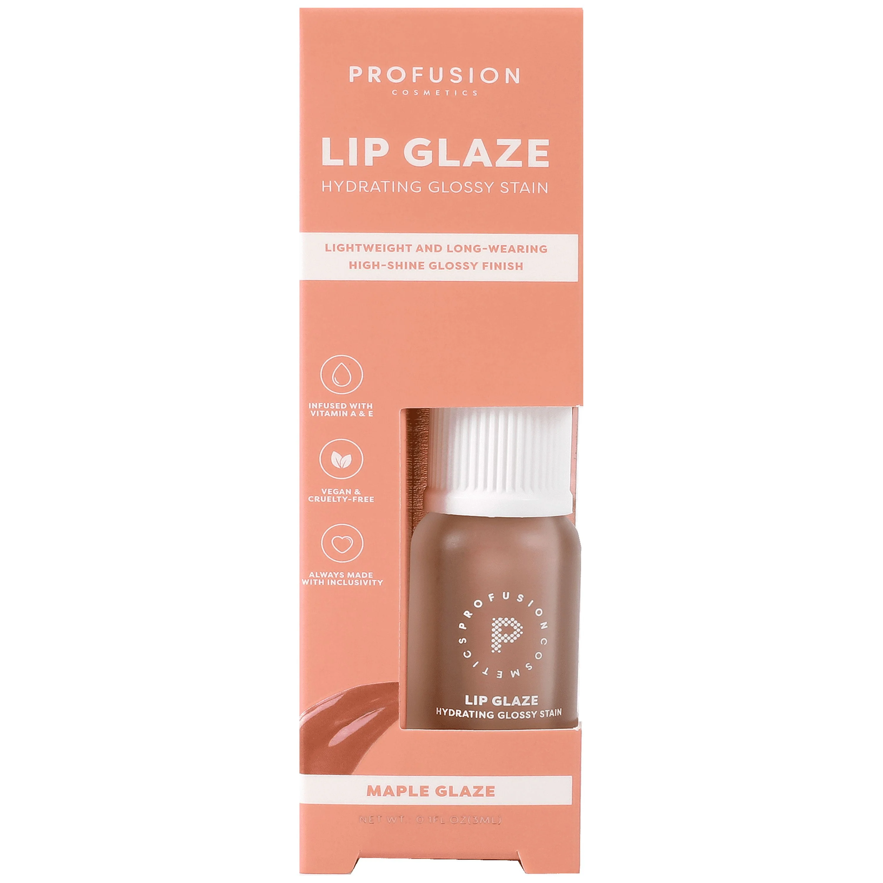 Profusion Cosmetics Lip Glaze Hydrating Tinted Lip Gloss with Vitamins A & E, Buildable Color, Gloss-to-Tint Finish, Blackberry Glaze