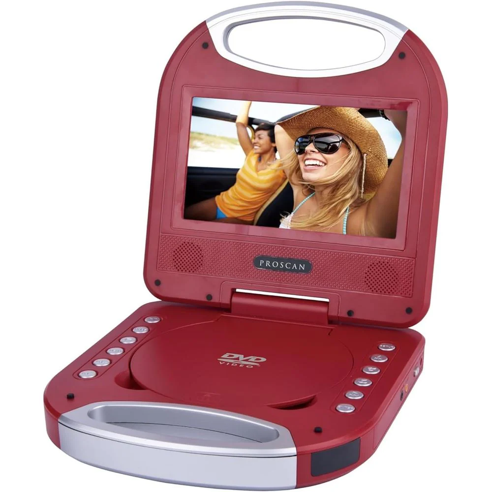 Proscan PDVD7049 Elite 7" Portable DVD Player w/Handle, Red