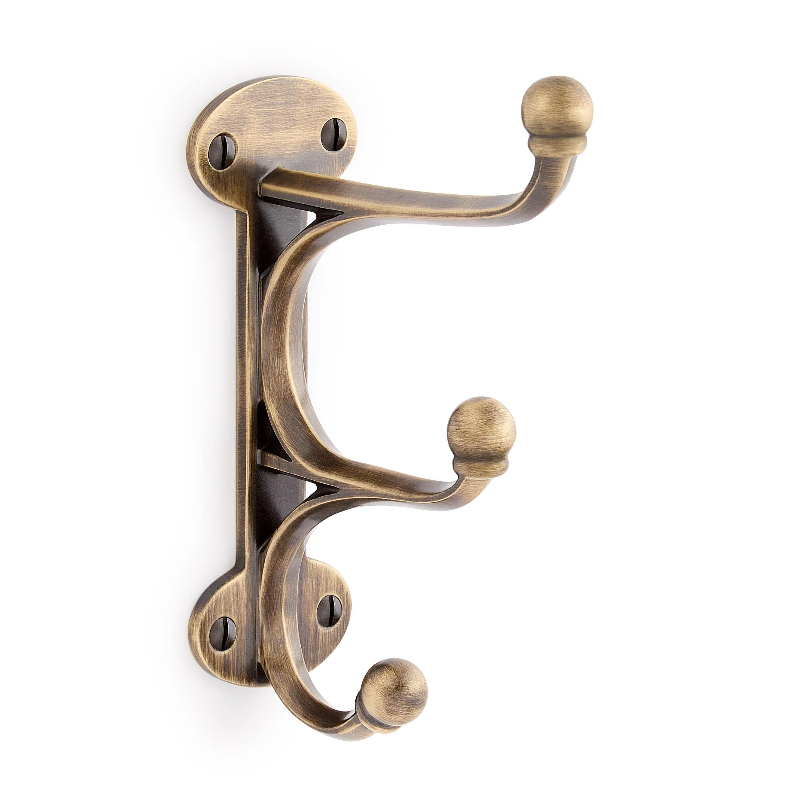 Prue Brass Triple Hook - Antique Brass