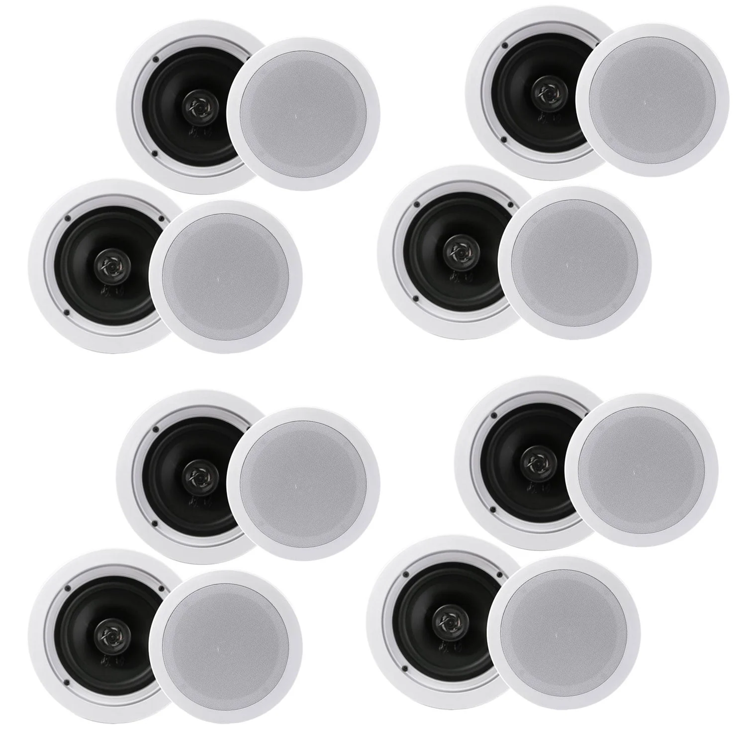 Pyle 6.5-Inch 200 Watt In-Ceiling In-Wall 2-Way Flush Mount Home Speaker Pair, White, PDIC1661RD