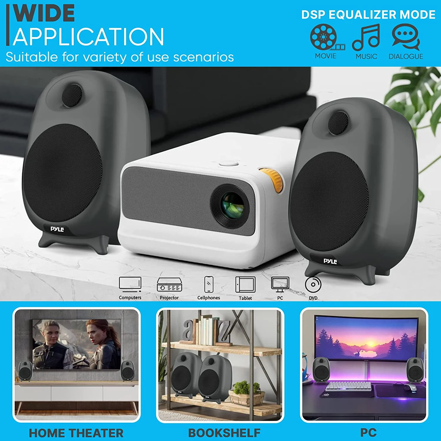 Pyle HiFi PBKSR40WT Bluetooth 60W 2-Way Bookshelf Speakers, White, Remote Control - Image 4