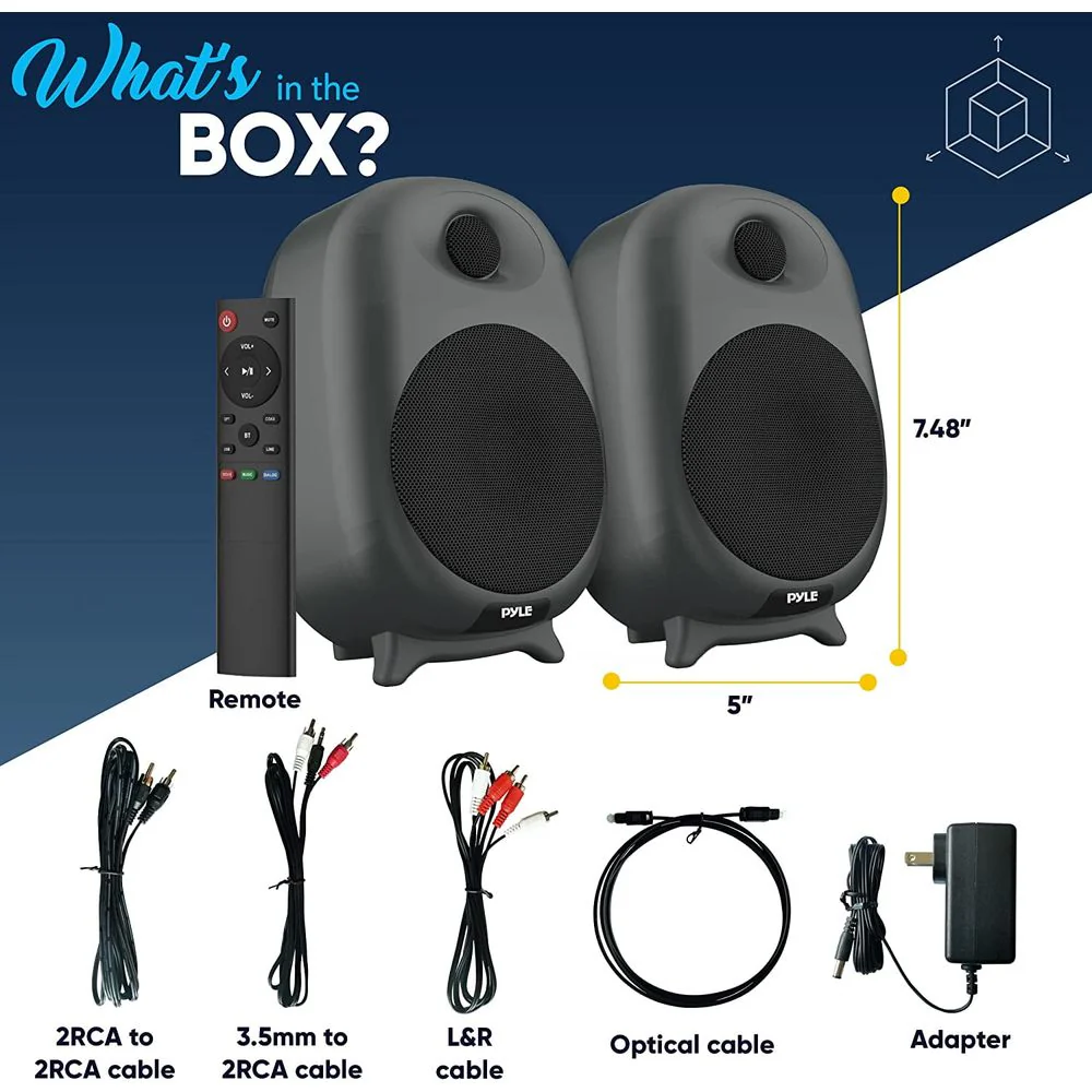 Pyle HiFi PBKSR40WT Bluetooth 60W 2-Way Bookshelf Speakers, White, Remote Control - Image 6