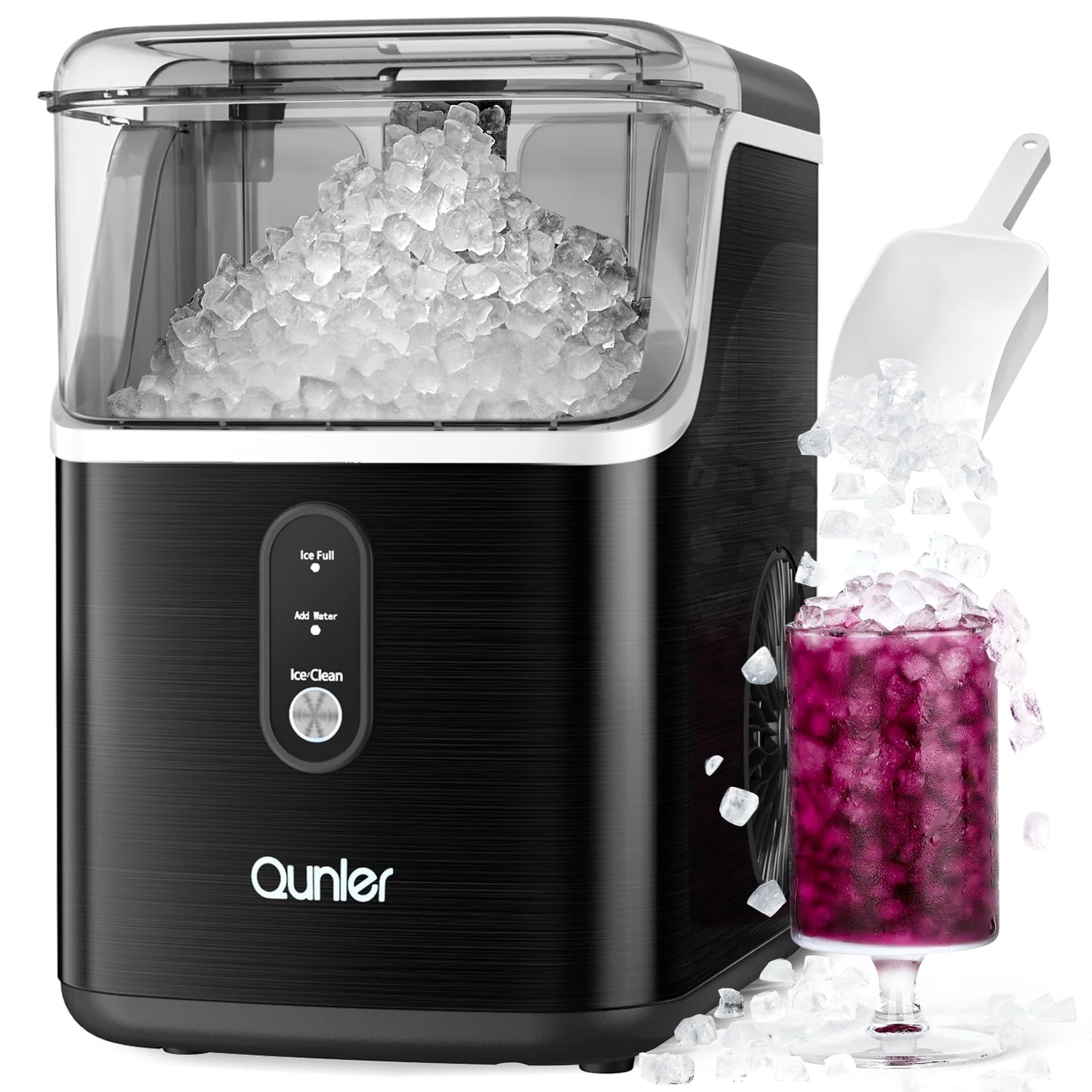 Qunler HZB-15NB Nugget Ice Maker Countertops, 33lbs Per Day Portable Pebble ice machine - Image 2