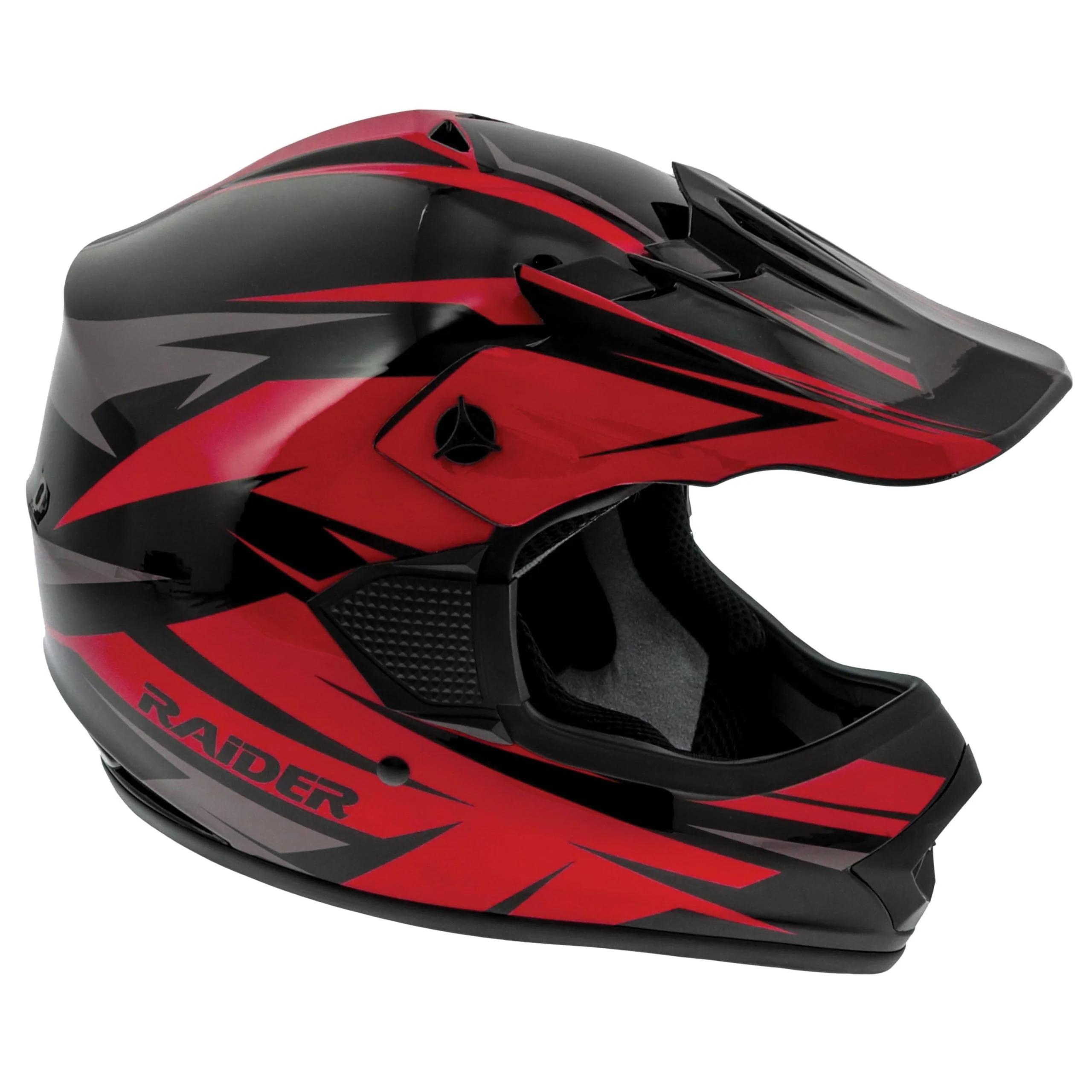 Raider GX4 Youth Off-Road Helmet, Lightweight Thermoplastic Shell, Integrated Ventilation, Adjustable Visor, Red, Small, 2181013