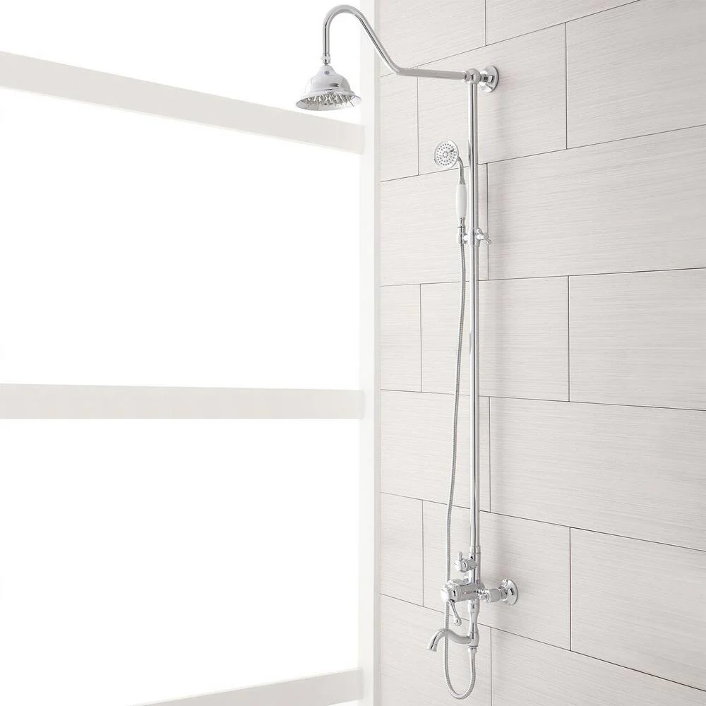 Rainshower Tub & Shower Faucet - Pressure Cartridge Cartridge - with tub spout - Handshower and Shower Head Max 2.0 GPM at 80psi - Chrome