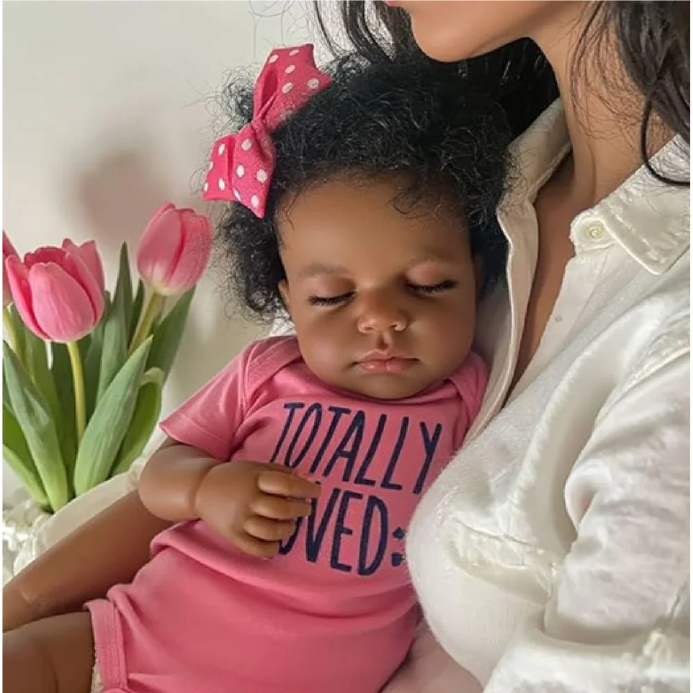 Realistic Reborn Baby Doll Black Girl Boy, 20 Inch Lifelike Real Life African American Newborn Doll - Image 3