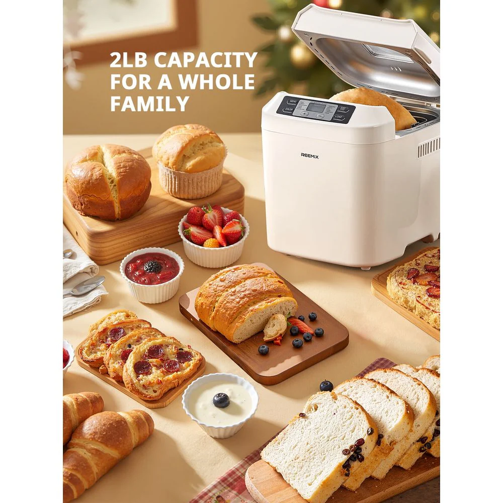 Reemix Bread Maker, 2lb Capacity, 12 Presets Including Gluten-Free, 13-Hour Delay Timer, Automatic Shut-Off, Black - Image 2