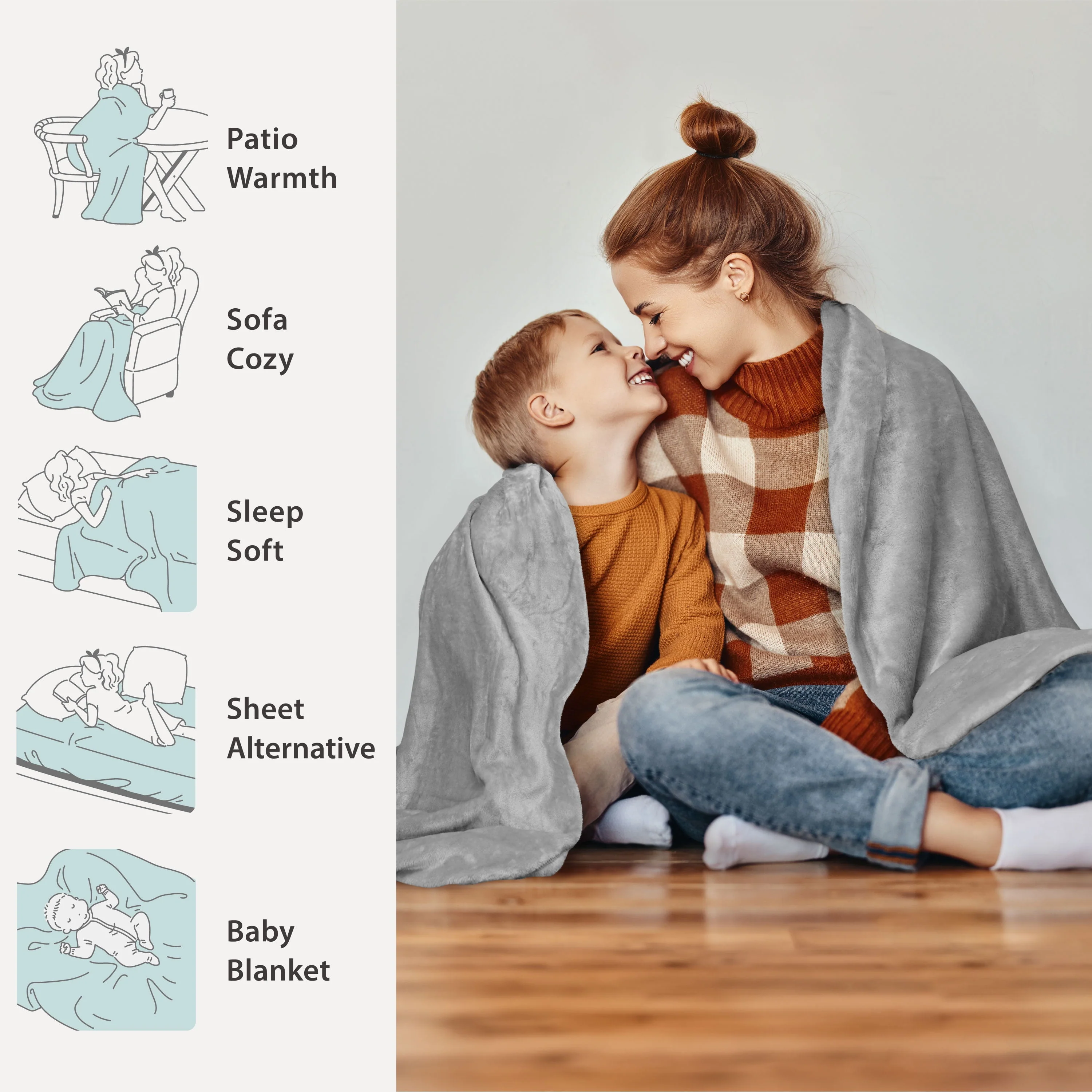 Regal Living Warm & Cozy Plush Velvet Blanket, Solid Gray, 66 x 90 in, Twin Size, Eco-Friendly, Machine Washable - Image 3
