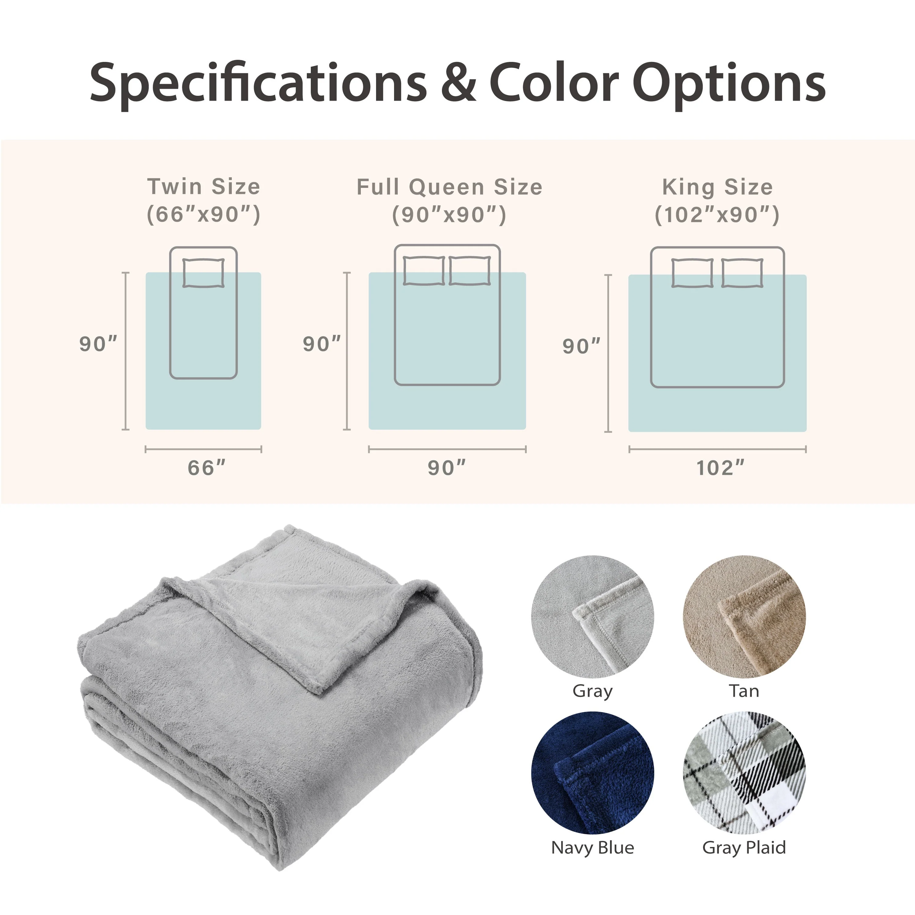 Regal Living Warm & Cozy Plush Velvet Blanket, Solid Gray, 66 x 90 in, Twin Size, Eco-Friendly, Machine Washable - Image 4