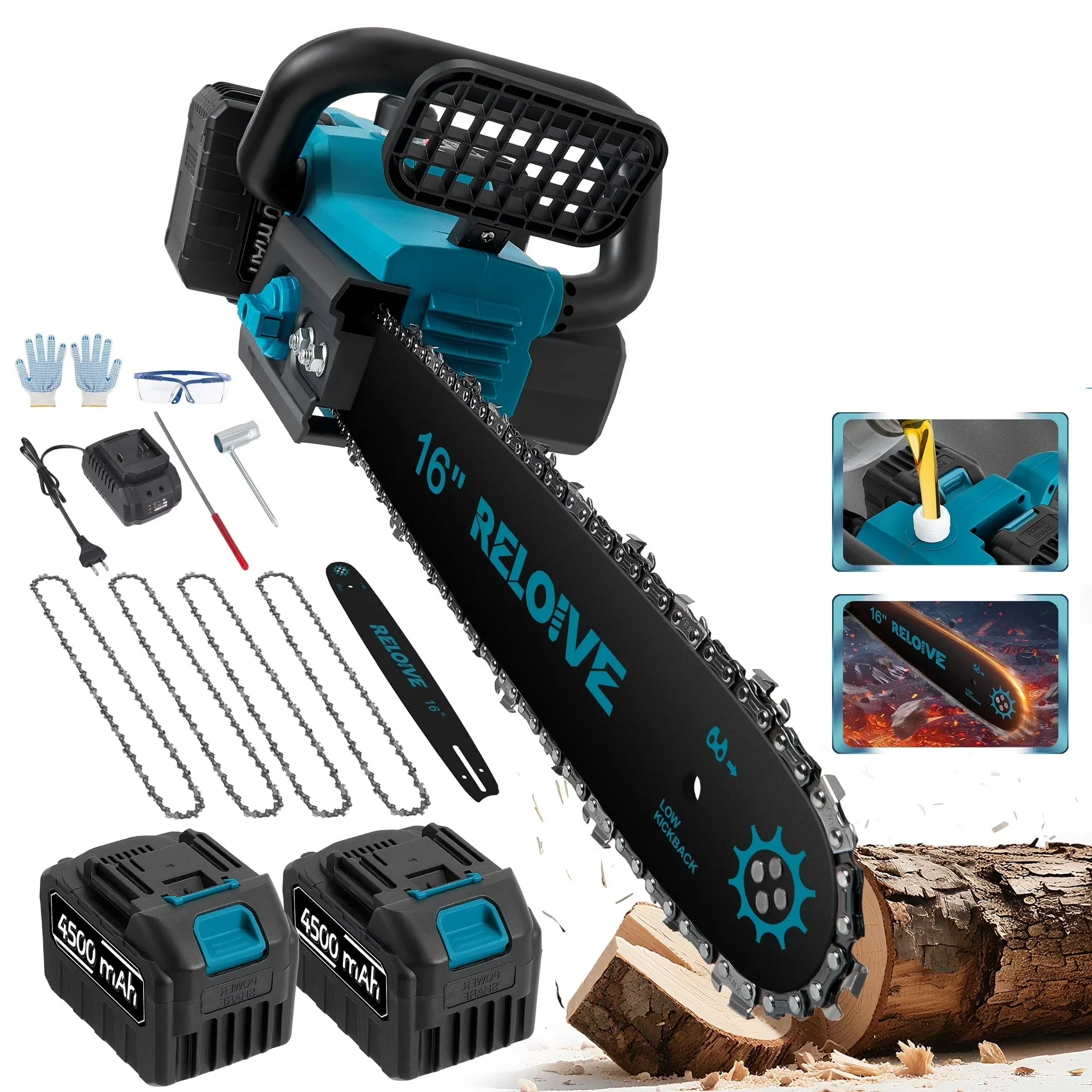 RELOIVE 486573 16 Cordless Electric Chainsaw, Brushless Motor, 26,000 RPM - Image 3