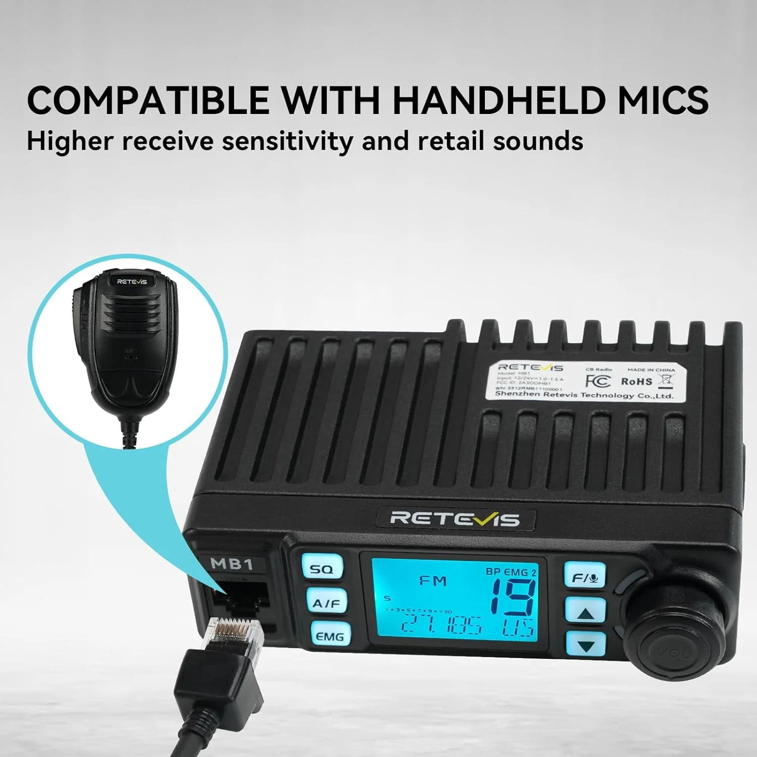 Retekess MB1 AM/FM CB Mobile Radio Bundle with Coaxial Cable - Image 5