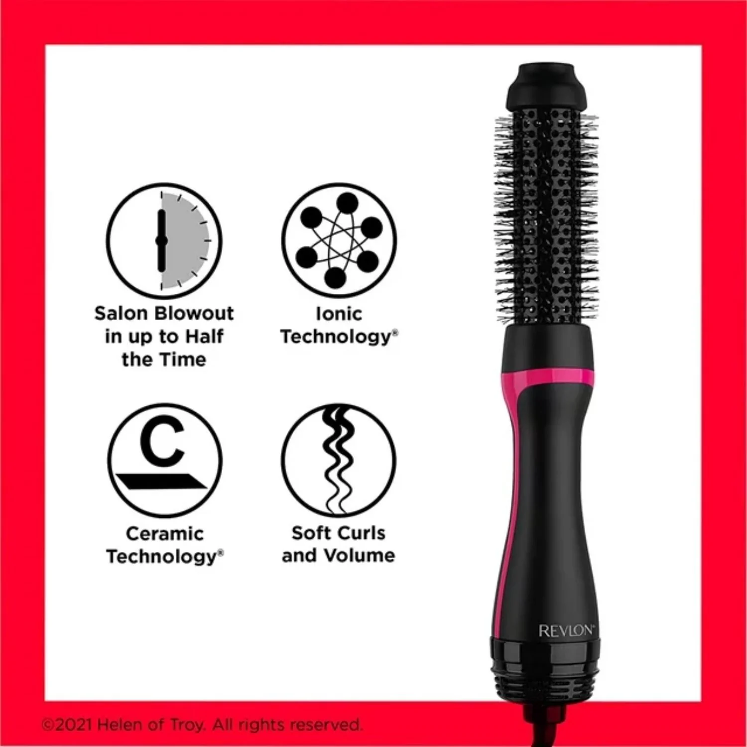 Revlon RVDR5292 One Step 1-1/2" Round Ceramic Hair Dryer and Volumizer Hot Air Brush, Black - Image 6
