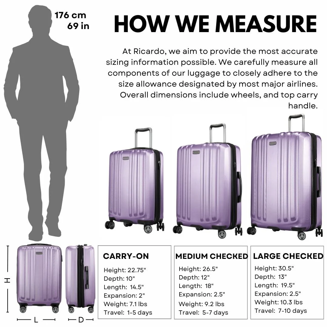 Ricardo Beverly Hills 567-20-536-4WB Kentfield Hardside Carry-on Luggage, Expandable, 360 Dual Spinner Wheels, Silver Lilac, 20 in - Image 7