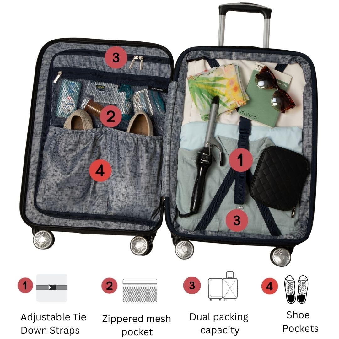 Ricardo Beverly Hills Lombard Hardside Large Checked Luggage, Expandable, Rose Gold, 29-Inch, 360 Dual Spinner Wheels, Telescoping Handle