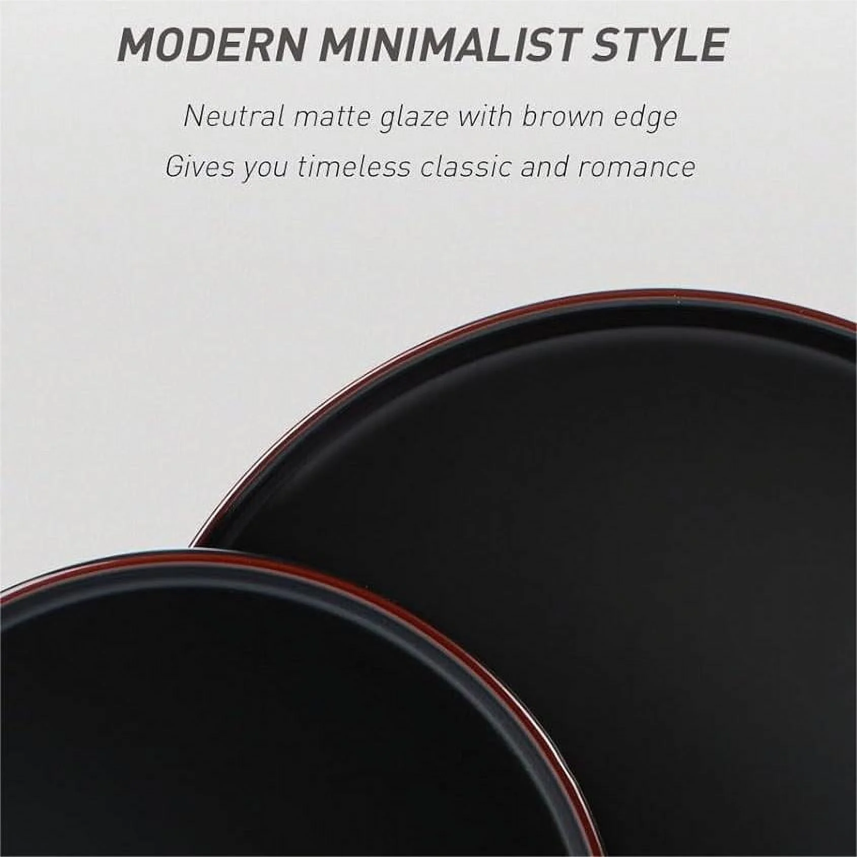 Famiware RichMount 12-Piece Matte Black Dinnerware Set with Plates & Bowls - Image 5