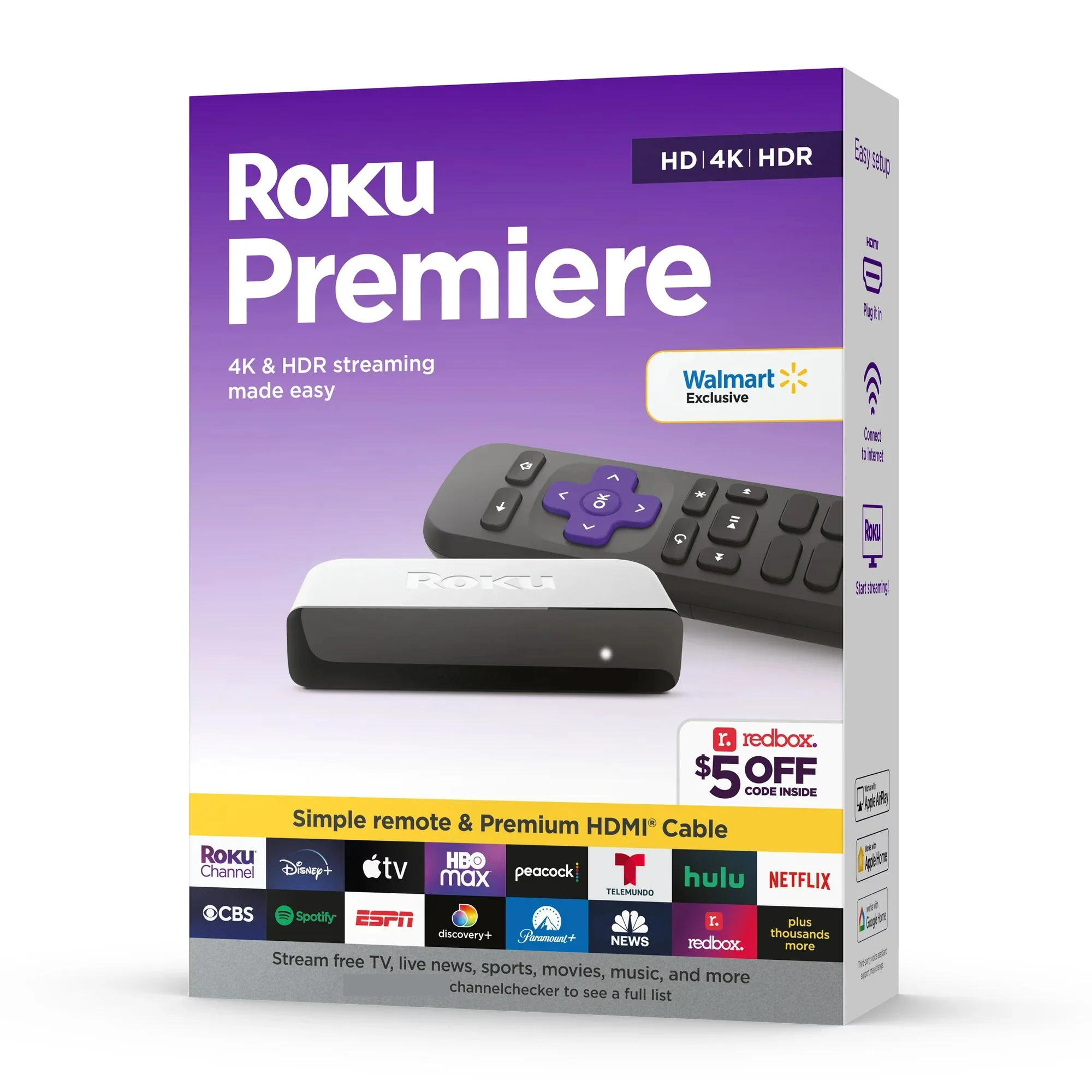 Roku 3920RW-SW 4K/HDR Streaming Media Player with Premium High Speed HDMI Cable and Simple Remote - Image 2