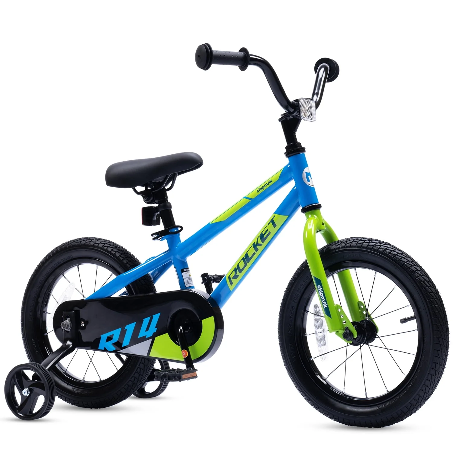 RoyalBaby Rocket 16 Inch Kids Bicycle, BMX Style, Blue, Training Wheels, Adjustable Seat and Handlebar, RB16B-6.1B