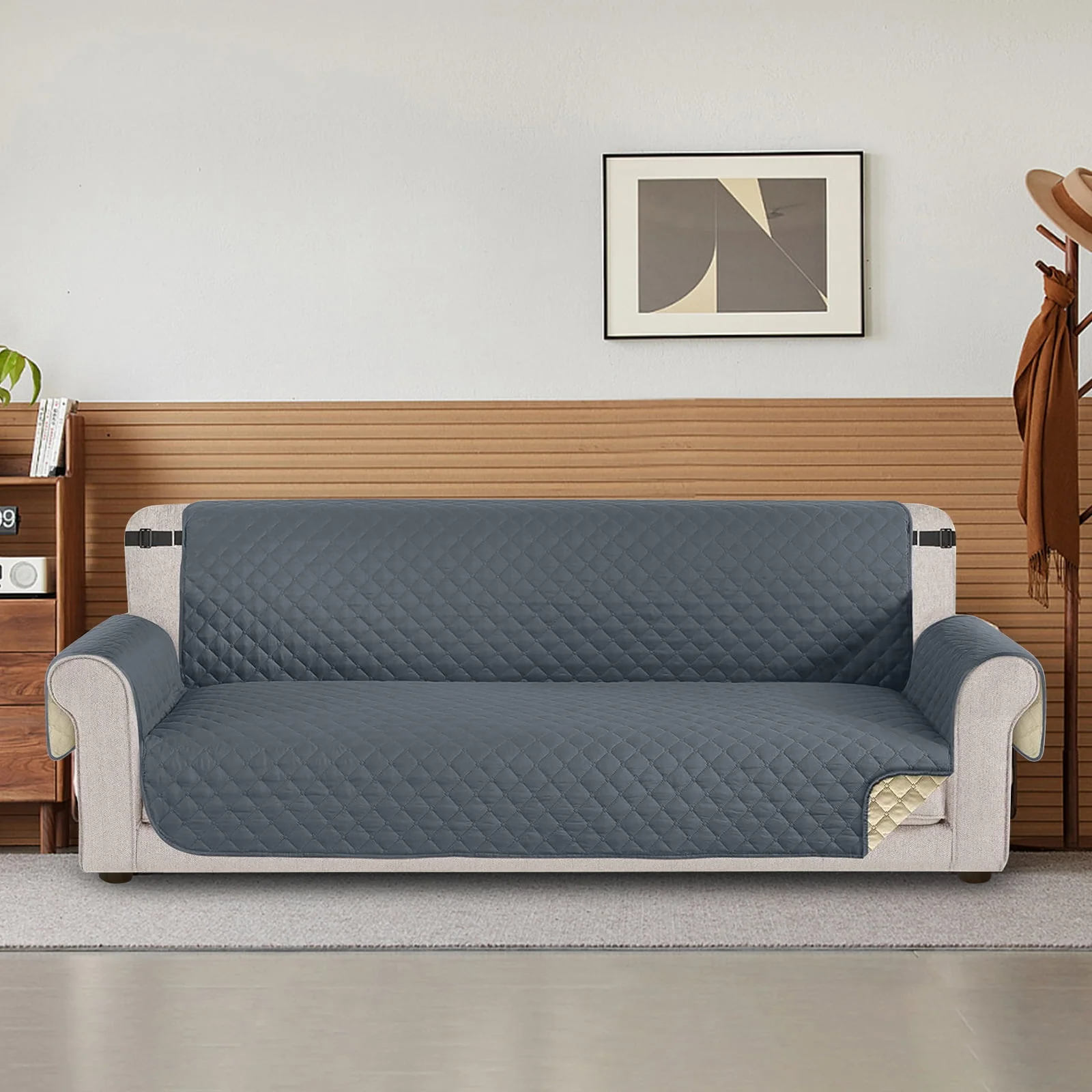 Sanmadrola Waterproof Sofa Cover, Non Slip, Machine Washable, Leakproof Furniture Protector, Bluish Grey, Oversized, FSSFD02 - Image 5